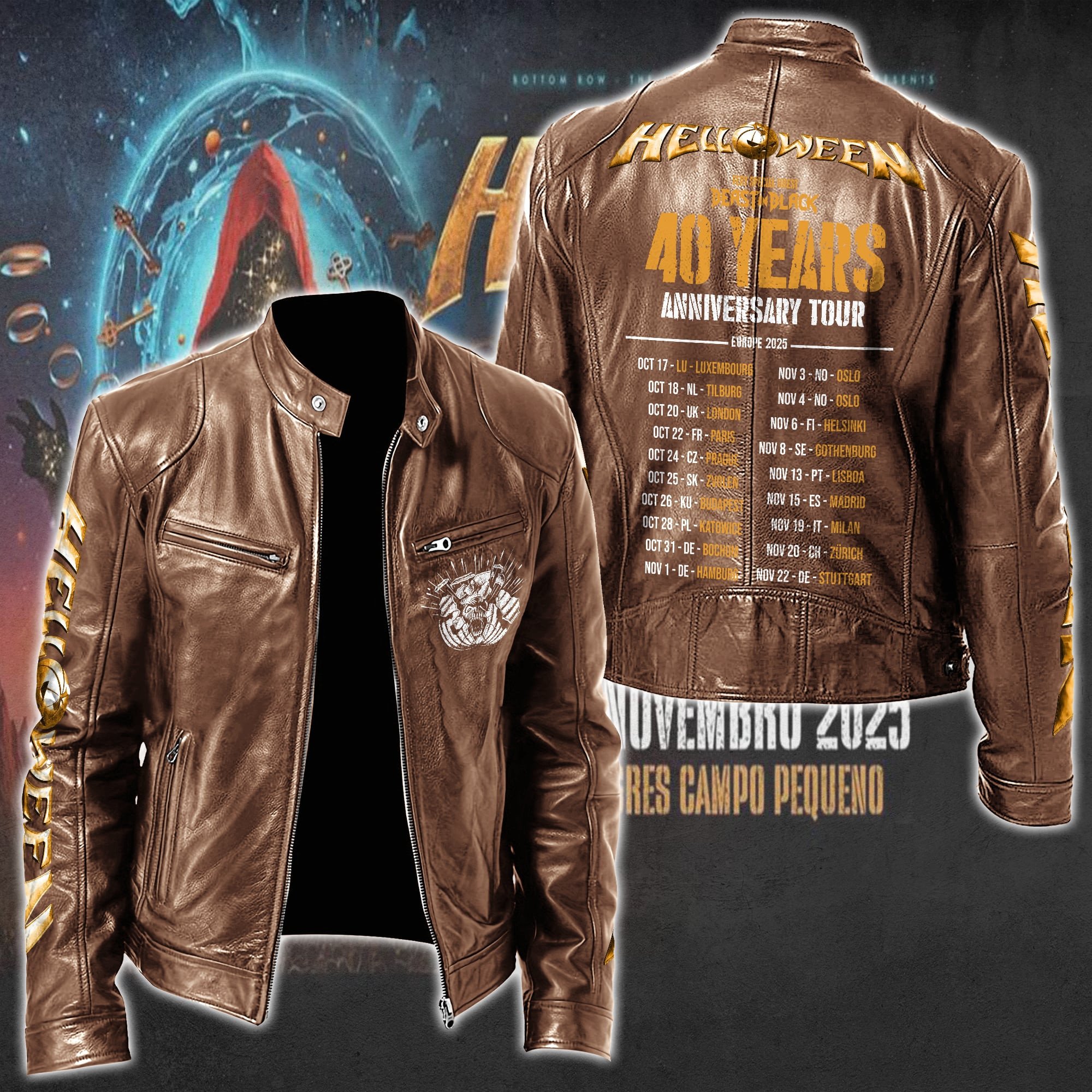 Helloween Leather Bomber Jacket