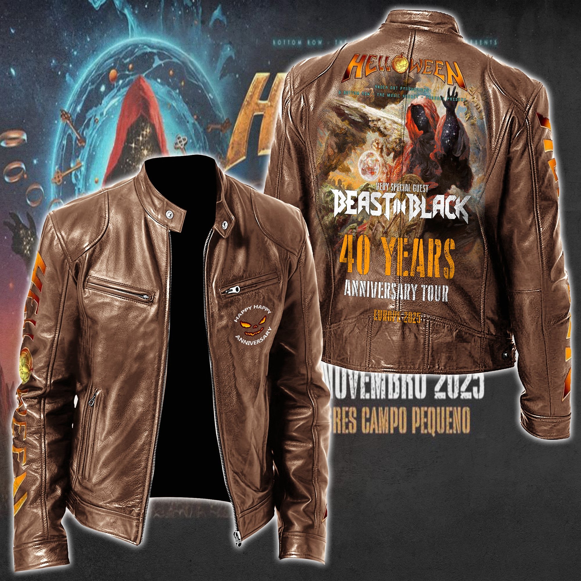 Helloween Leather Bomber Jacket