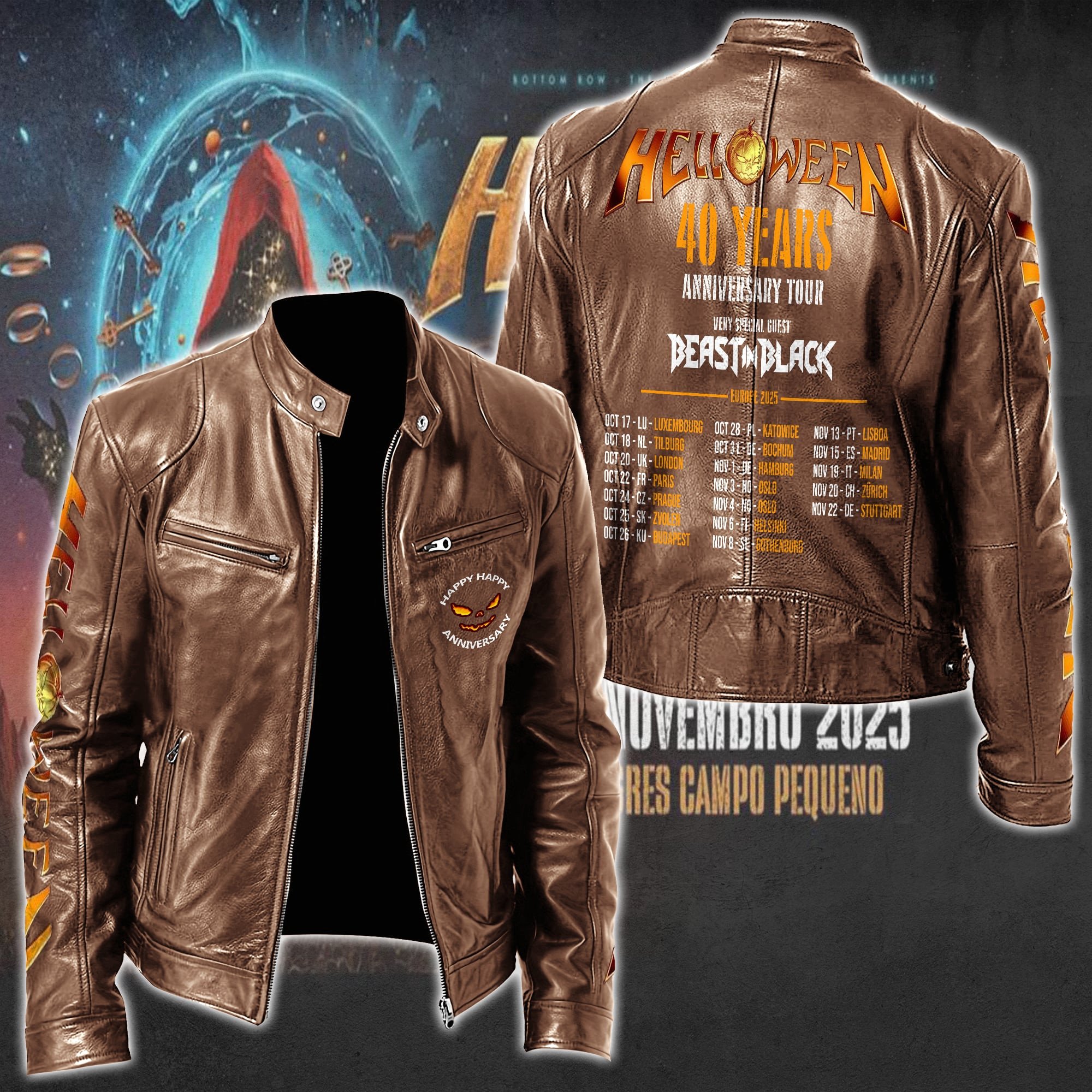 Helloween Leather Bomber Jacket