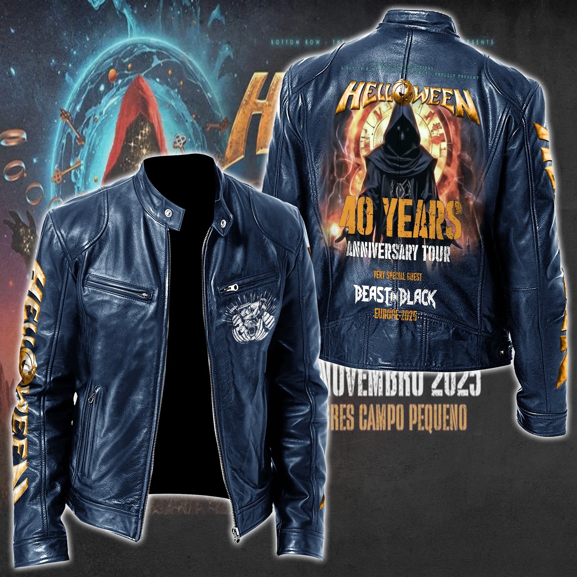 Helloween Leather Bomber Jacket