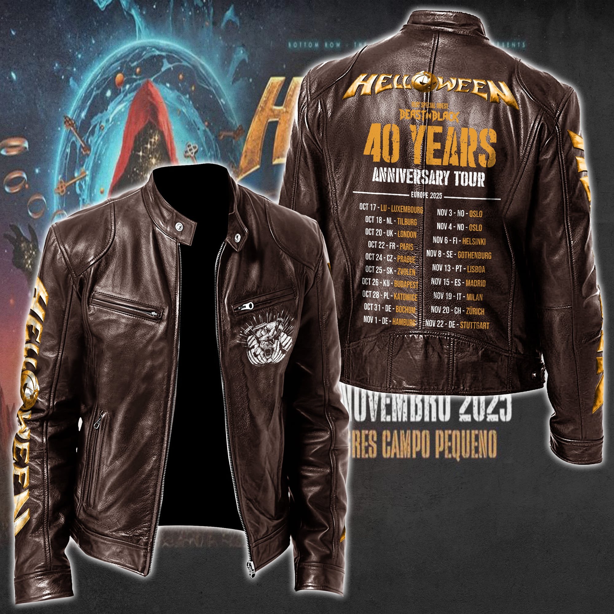 Helloween Leather Bomber Jacket