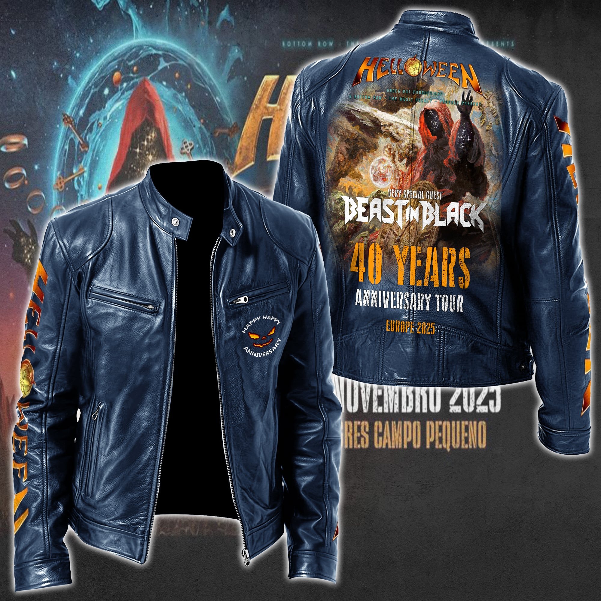 Helloween Leather Bomber Jacket