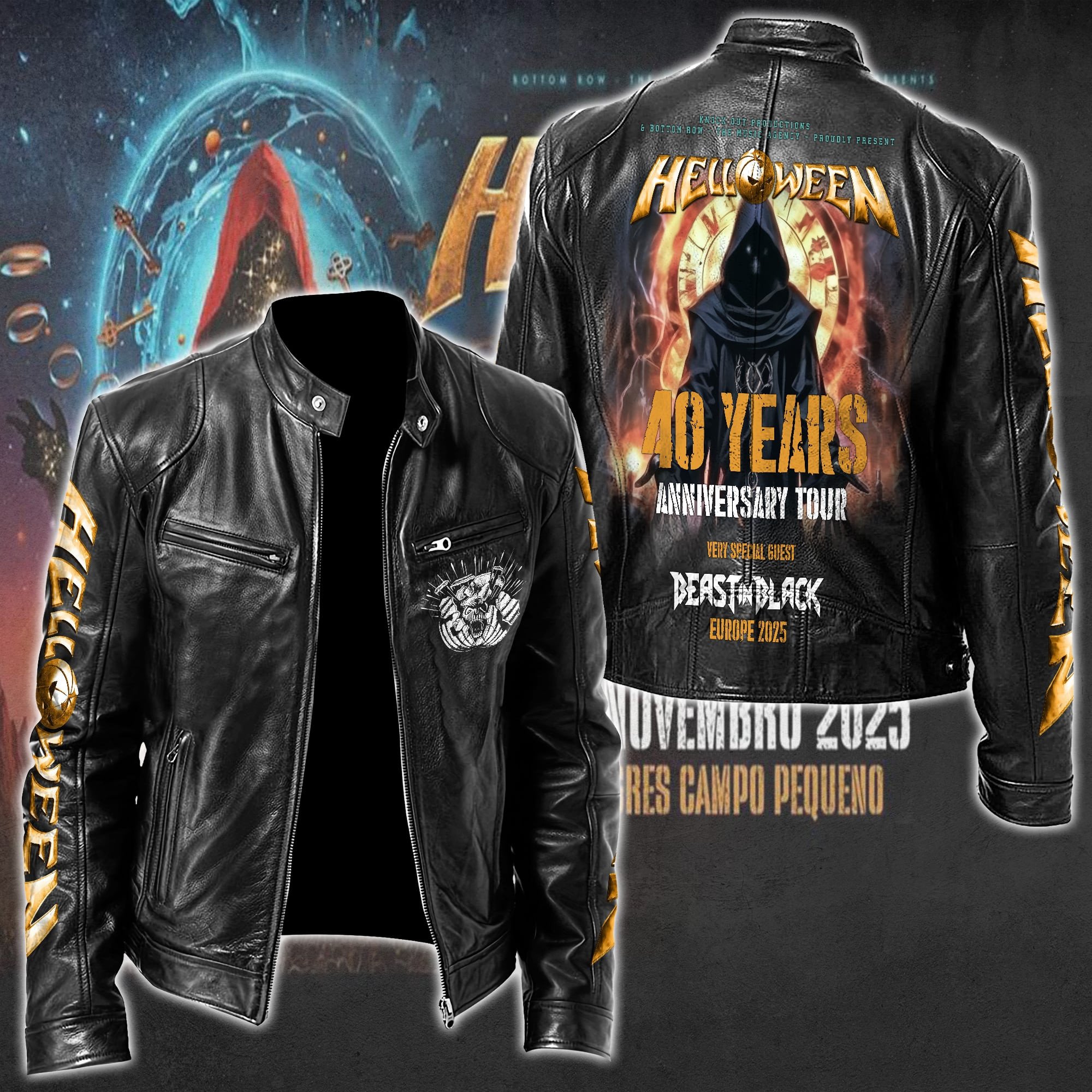 Helloween Leather Bomber Jacket