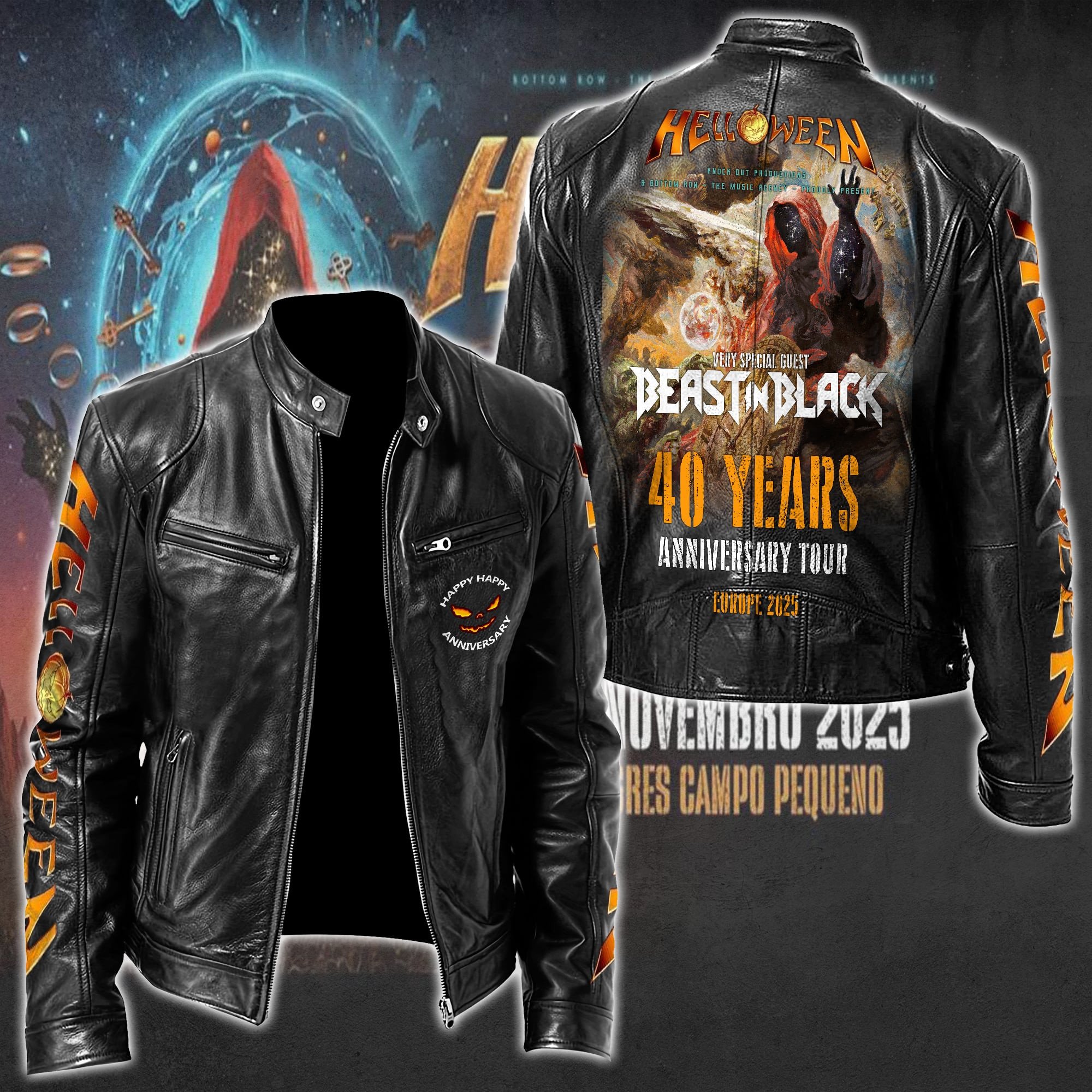 Helloween Leather Bomber Jacket