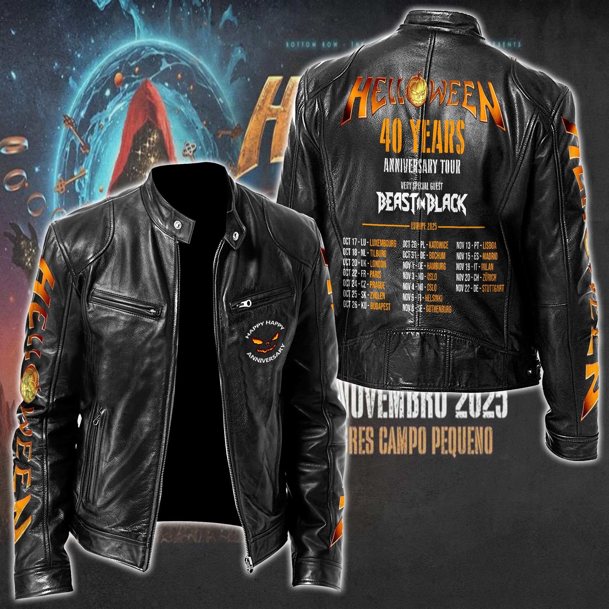 Helloween Leather Bomber Jacket