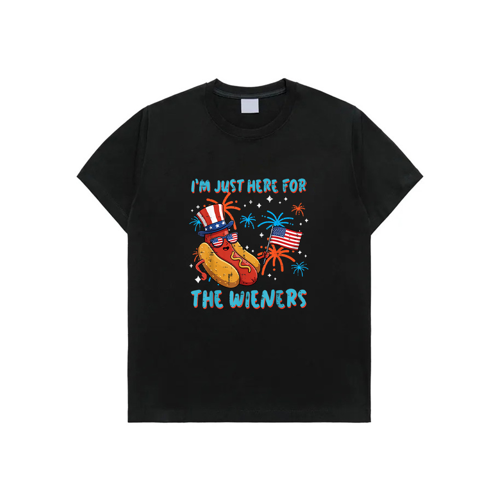 Here For Wieners 4Th Of July Hotdog Patriot Men Women Kids T-Shirt