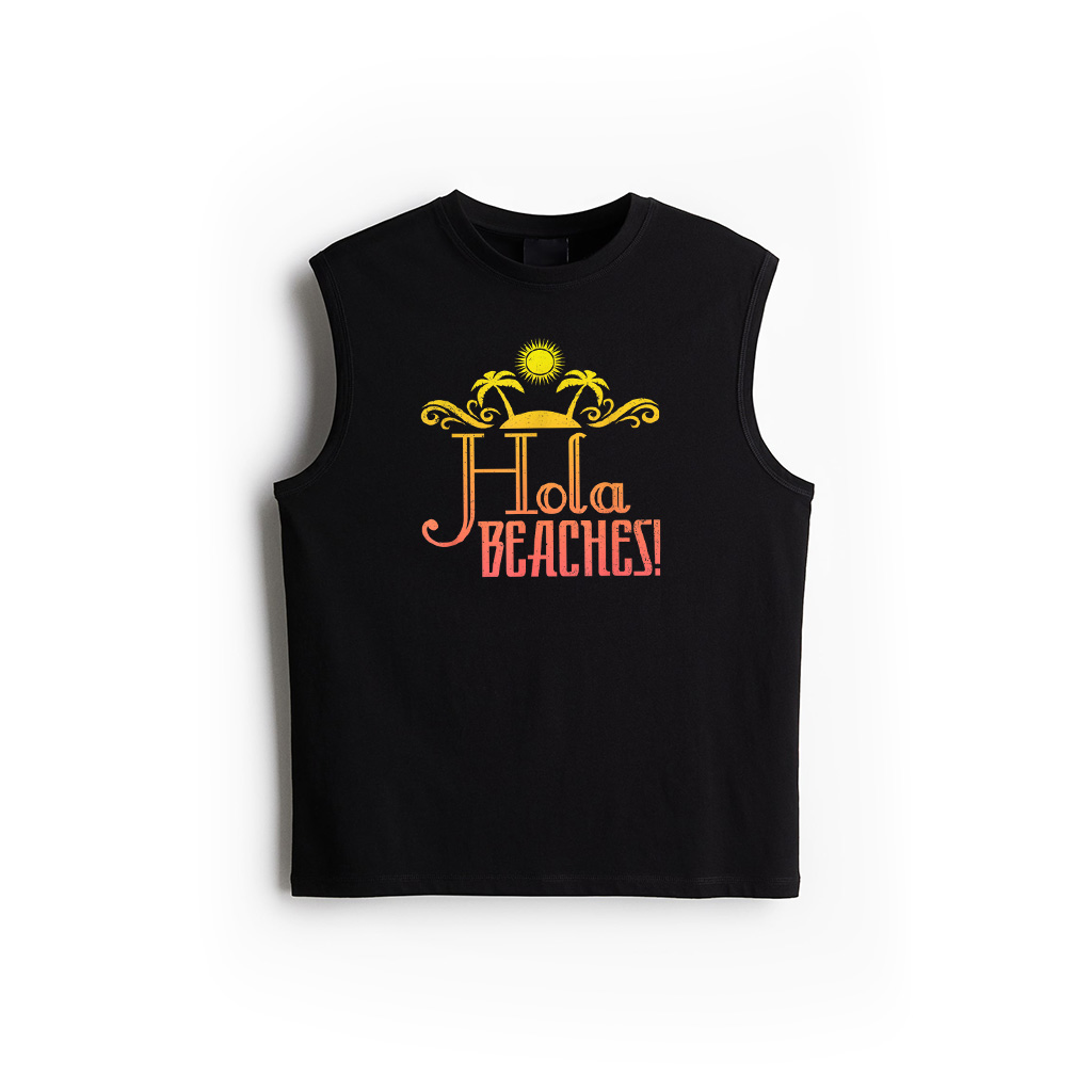 Hola Beaches Palm Trees Retro Sunset Novelty Summer Tank Top