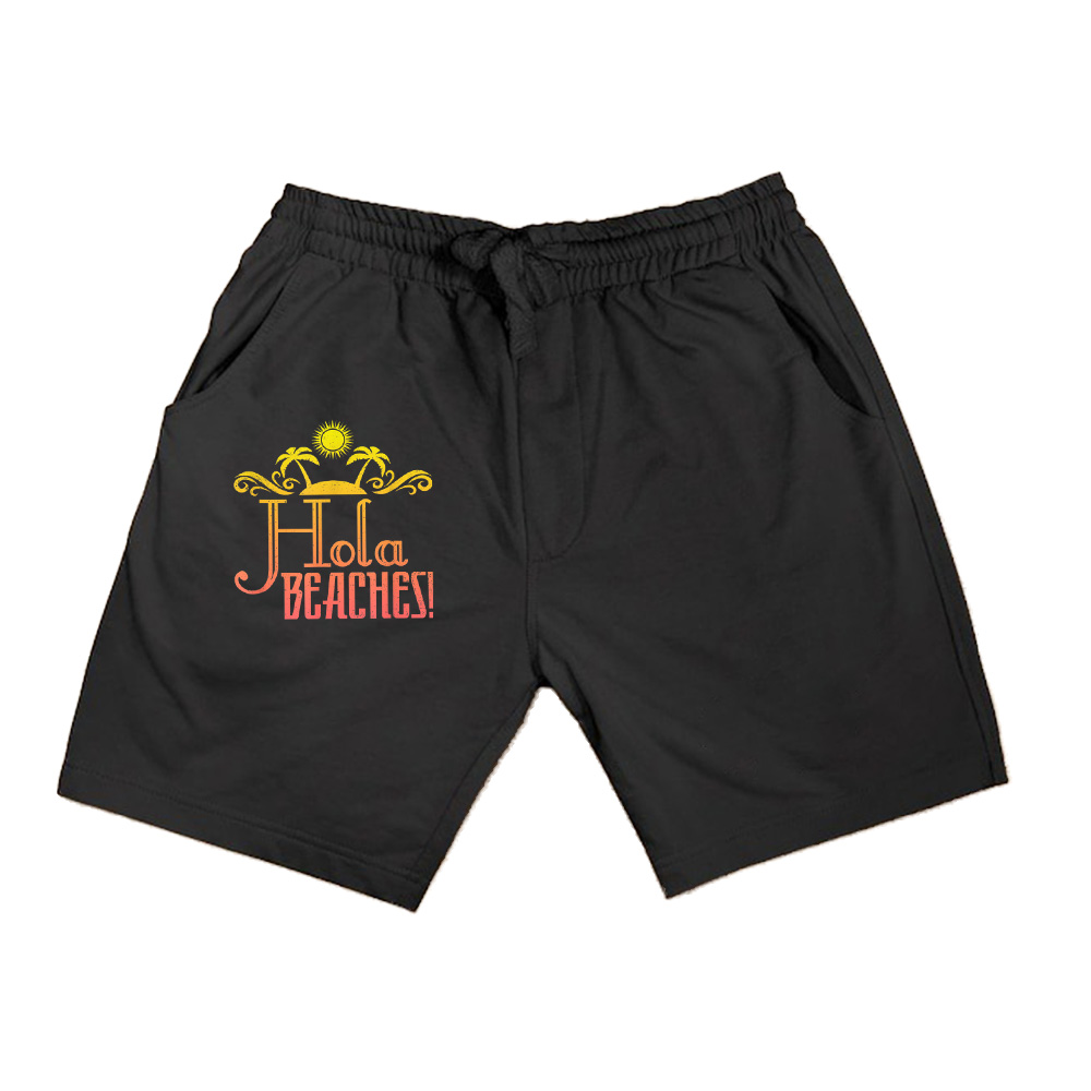 Hola Beaches Palm Trees Retro Sunset Novelty Summer Shorts