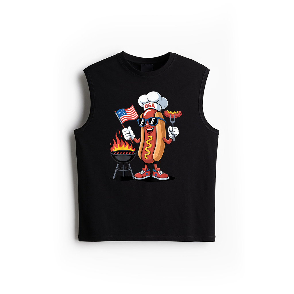 Hot Dog 4Th Of July Funny Patriotic BBQ Hot Dog USA Flag Tank Top For Men Women Girls Kids