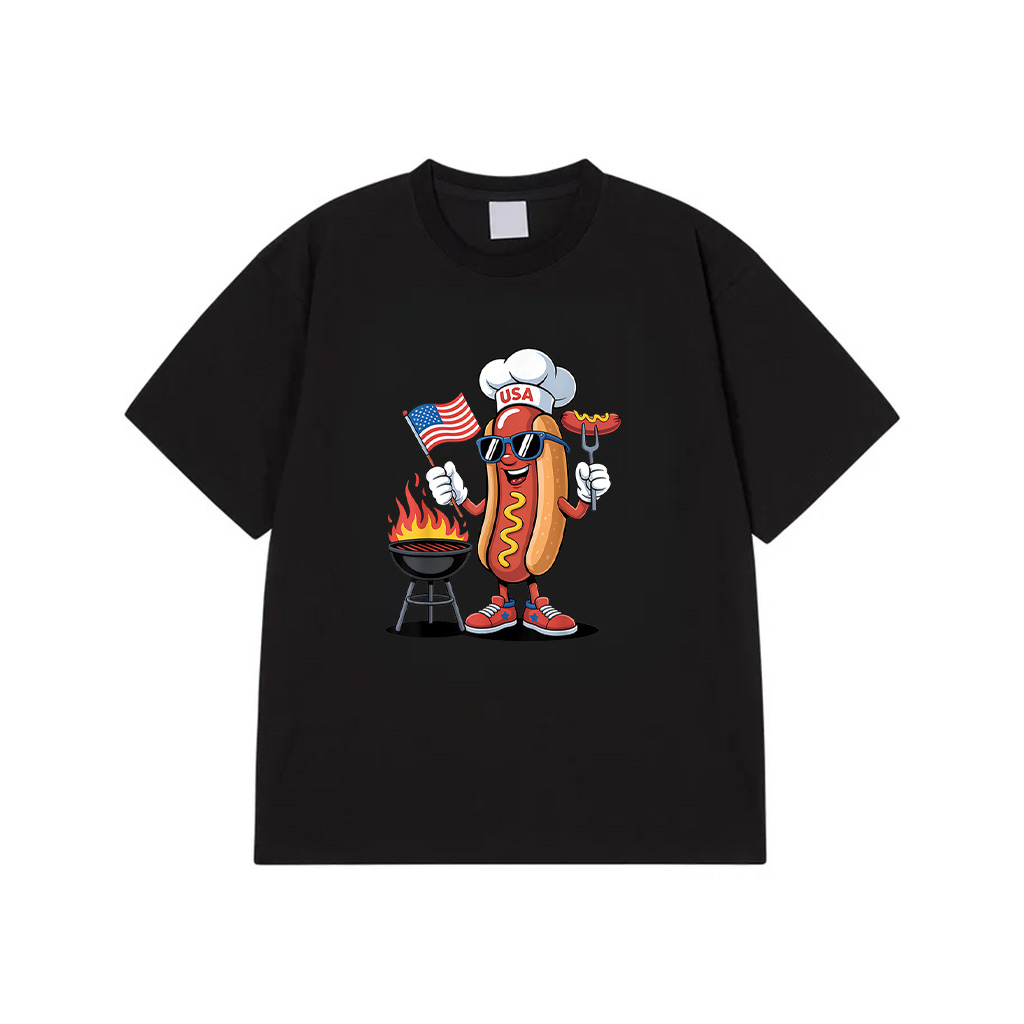 Hot Dog 4Th Of July Funny Patriotic BBQ Hot Dog USA Flag T-Shirt For Men Women