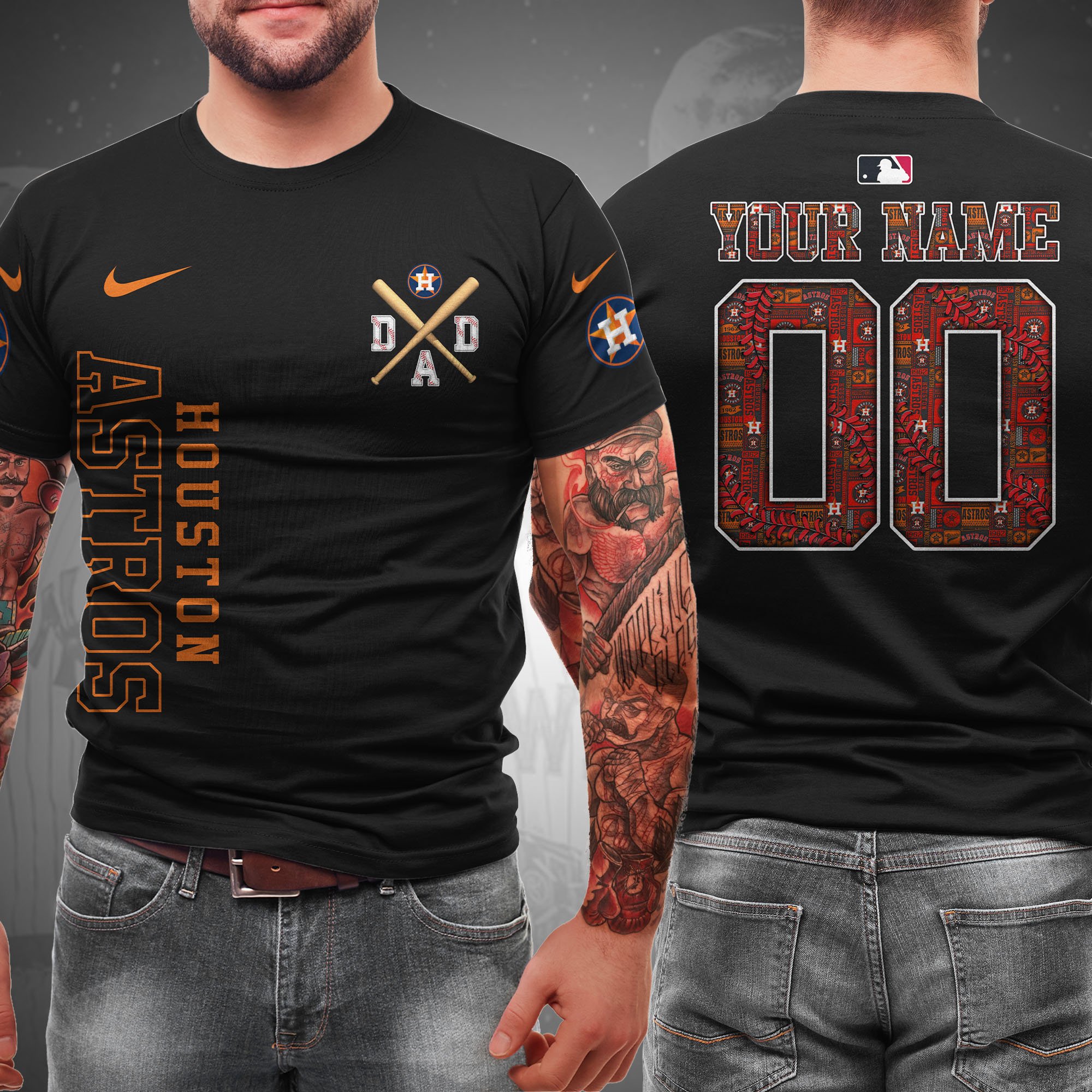 Houston Astros T-Shirt Custom Name And Number, Sport Team Shirt, Gifts For Dad 