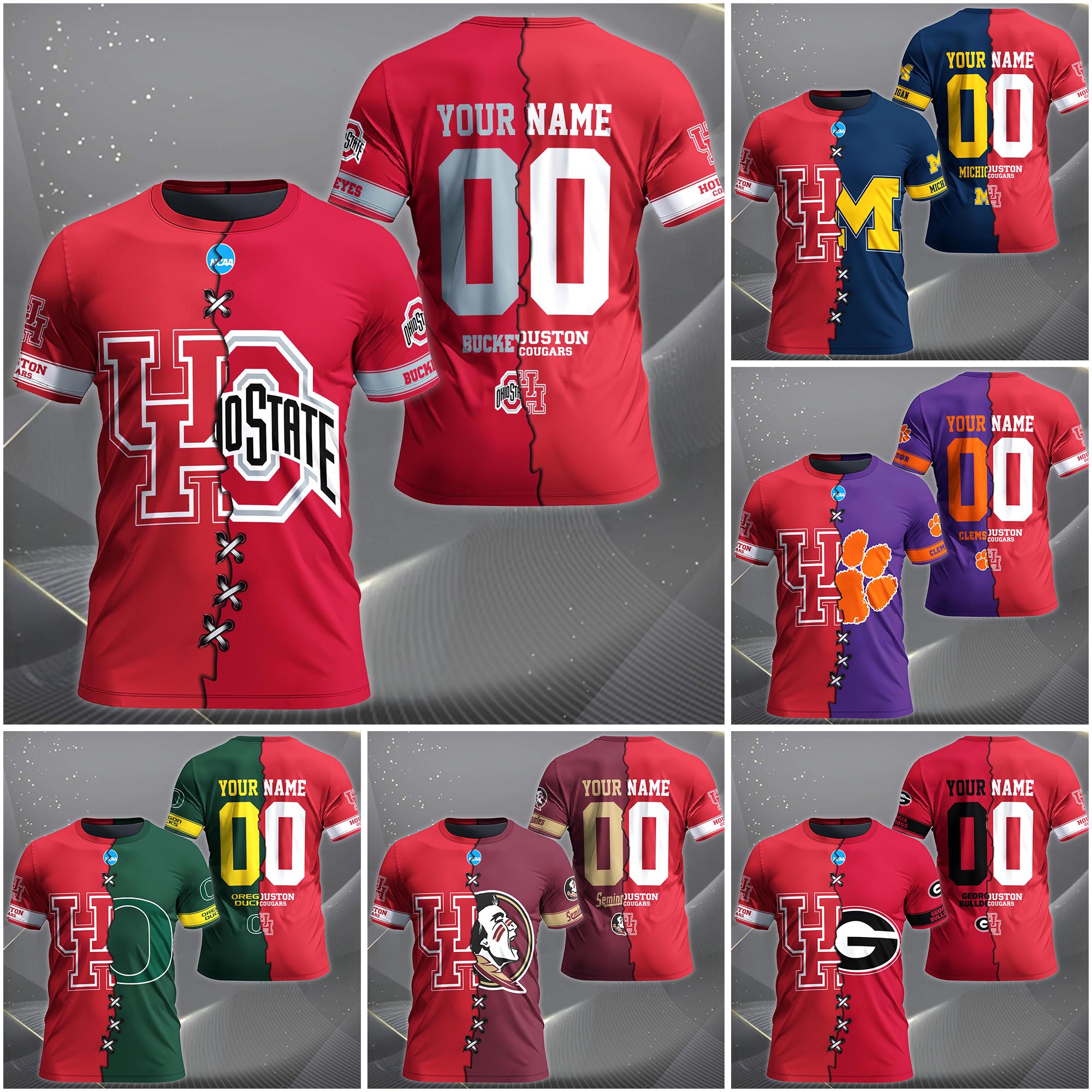 Houston Cougars House Divided T-Shirt Custom Name 2025 Version, Year And Team, Sport Shirts For Fan