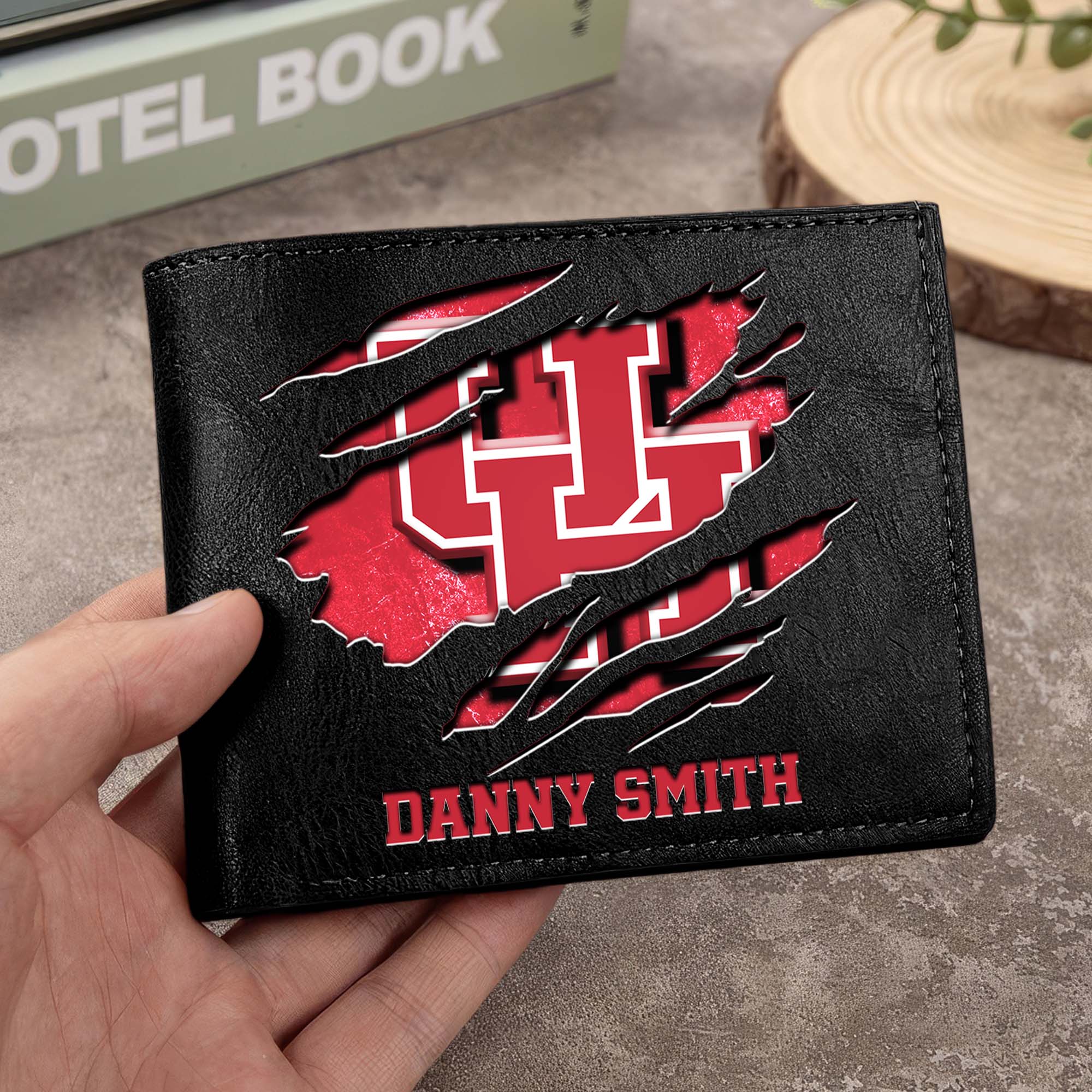 Houston Cougars Men Wallet Custom Your Name, Football Team Men Wallet For Fans, Gifts For Football Lovers