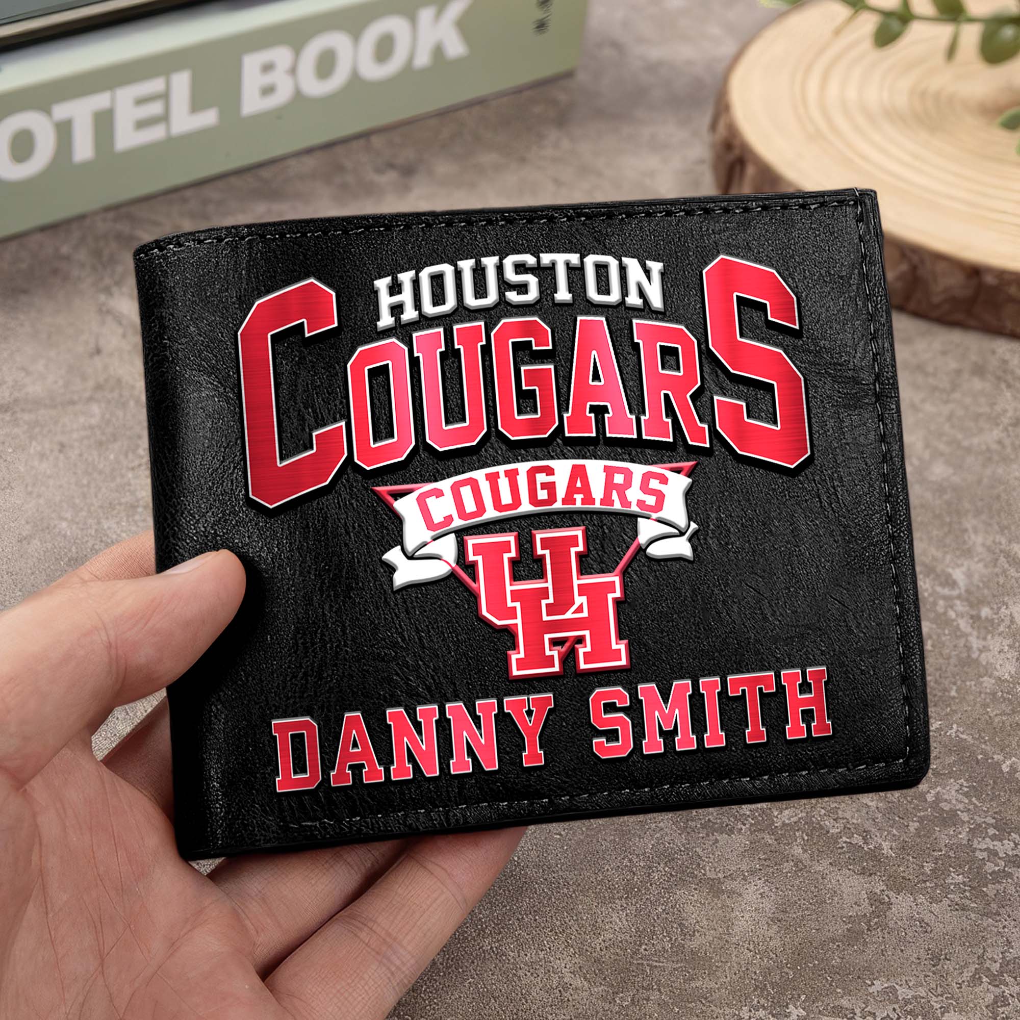 Houston Cougars Men Wallet Custom Your Name, Football Team Men Wallet For Fans, Gifts For Football Lovers