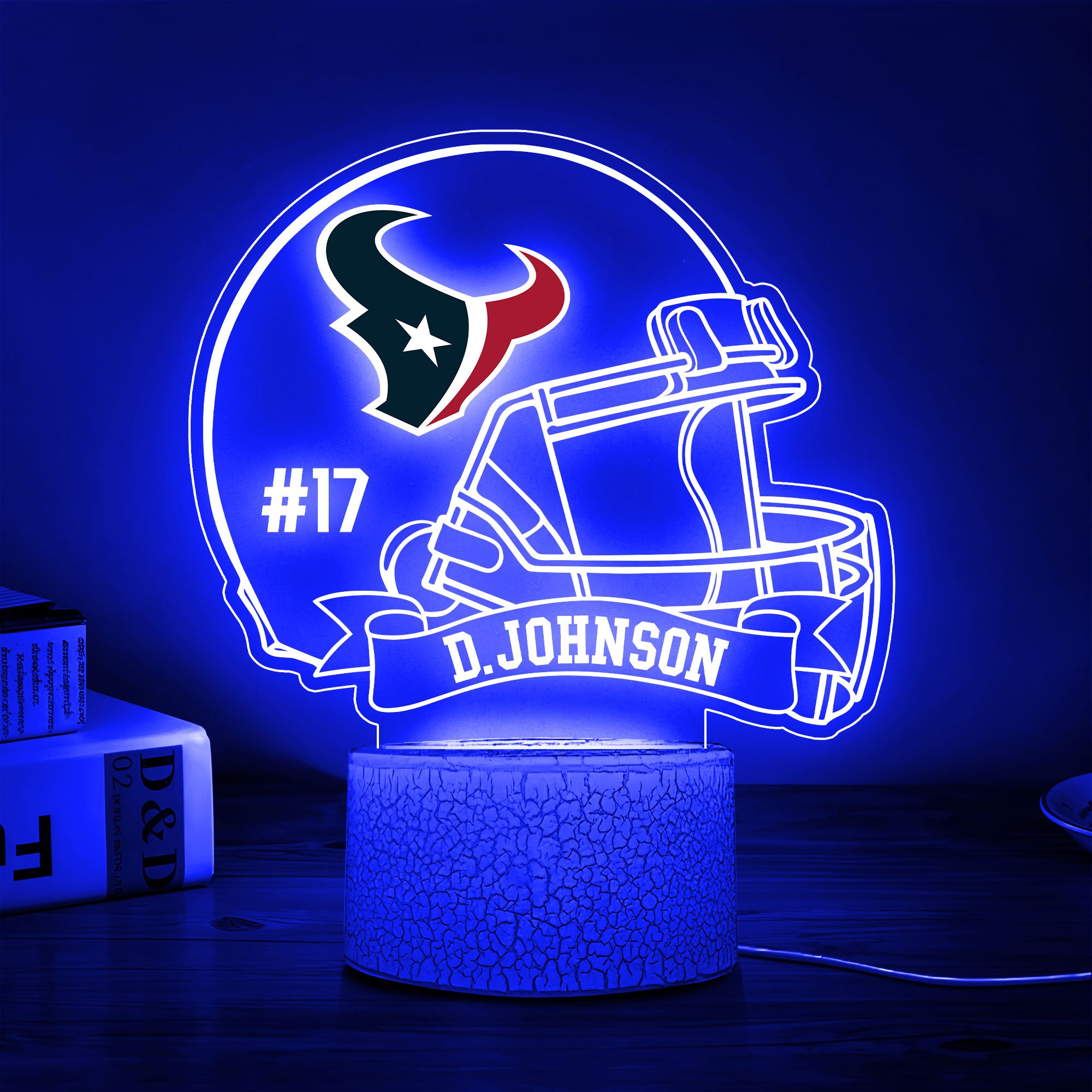 Houston Texans 3D Led Lamp Custom Name And Number, Sport Lamp, Home Decor 