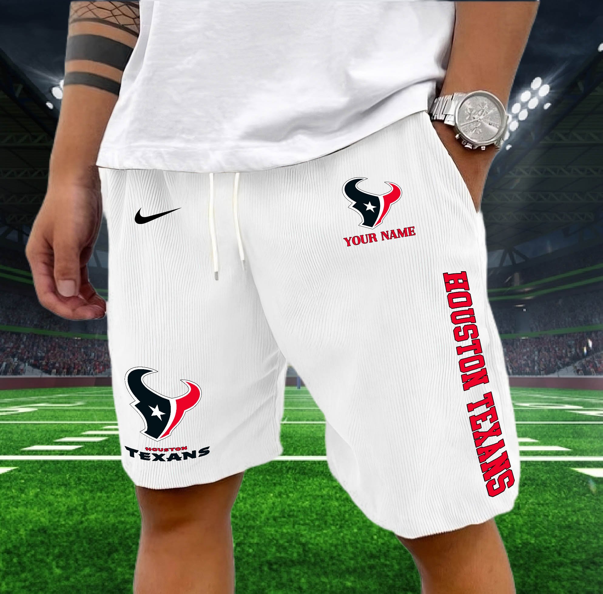 Houston Texans Corduroy Shorts Custom You Name, Sport Corduroy Shorts, Gifts For Fan