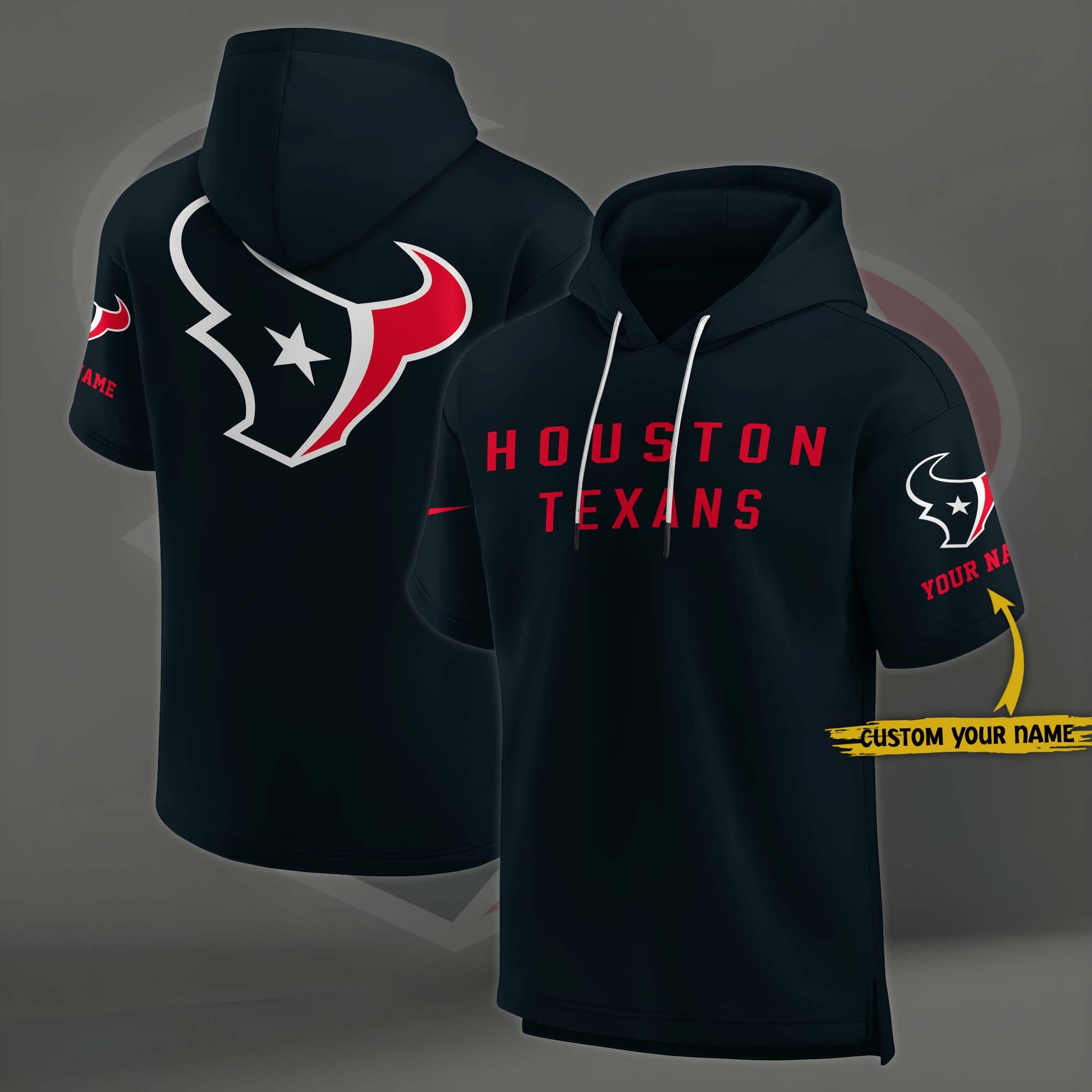 Houston Texans Elements Future Ground Lettering Short Sleeve Pullover Hoodie Custom Name, Gifts For Football Lovers EHIVM 03121220