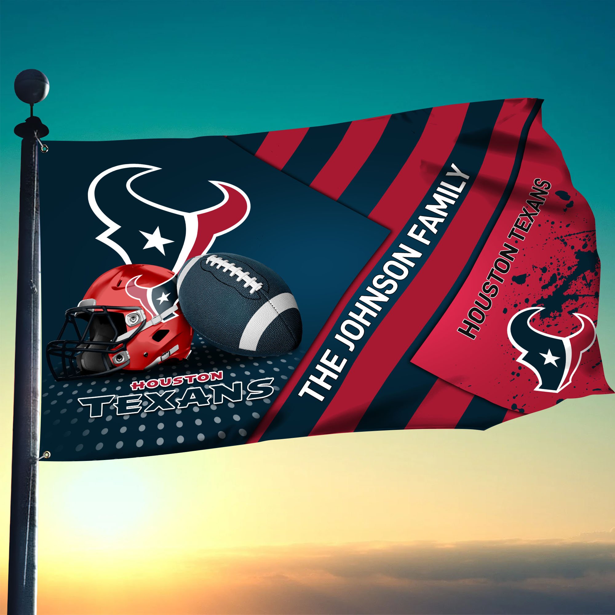Houston Texans Flag 3X5ft 4X6ft Custom Your Family Name, Sport Team Flag, Sport Gifts