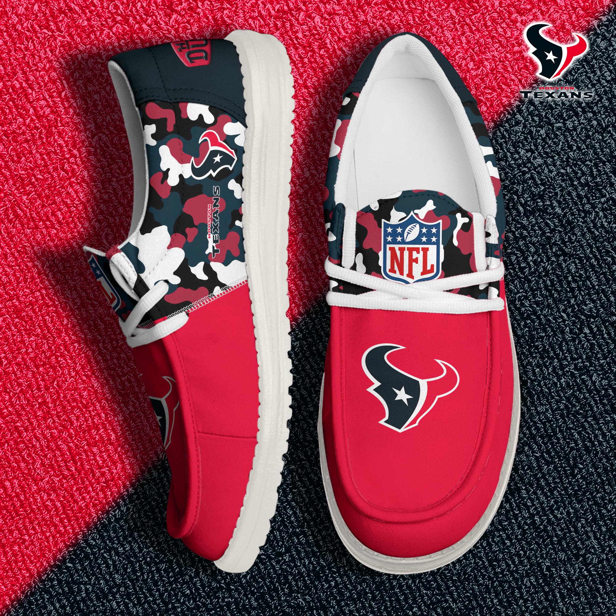 Houston Texans Football Hey Dude Canvas Loafer Shoes Custom Your Name, Sport Shoes For Fan, Fan Gifts