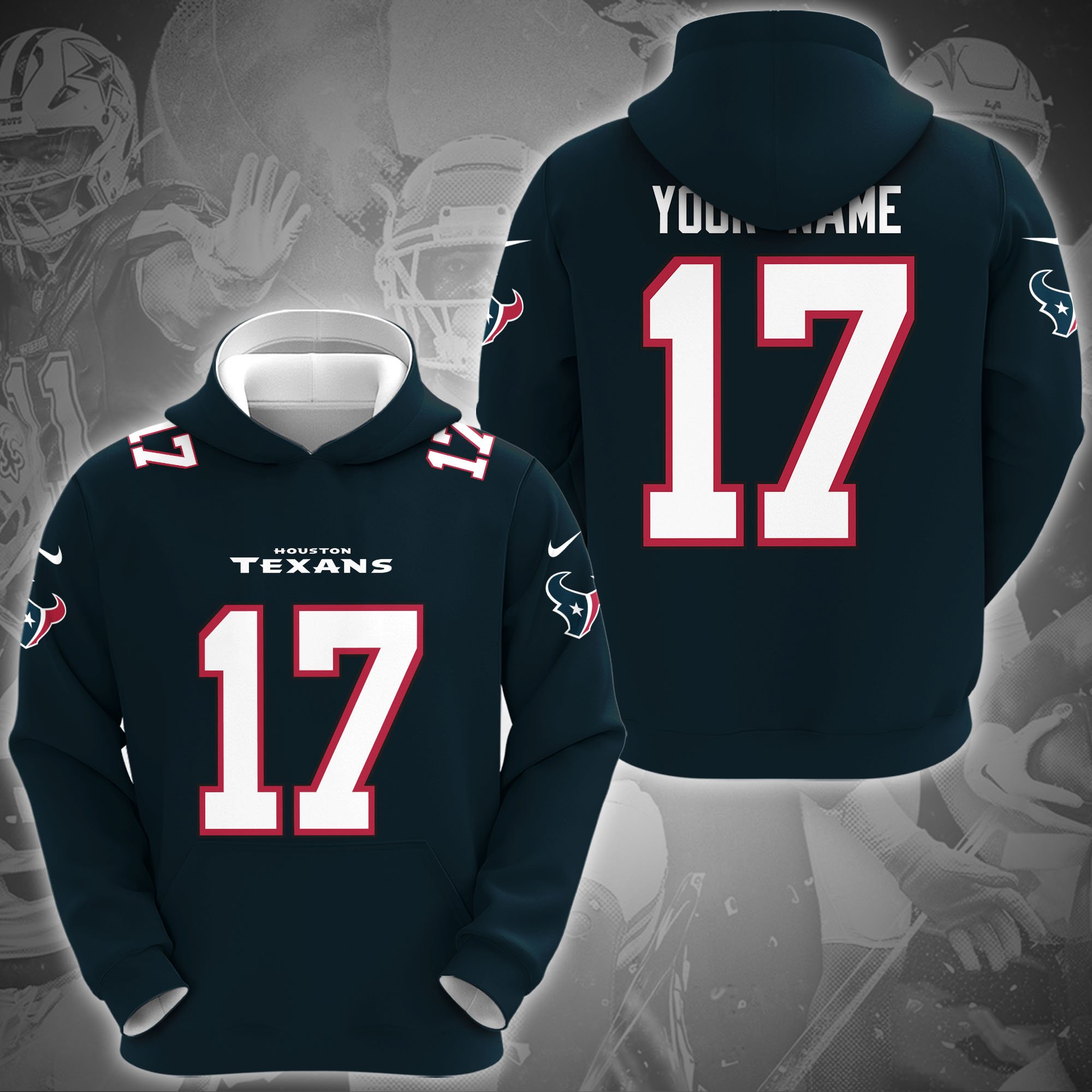 Houston Texans Hoodie Custom Name And Number, Sport Gifts For Fans