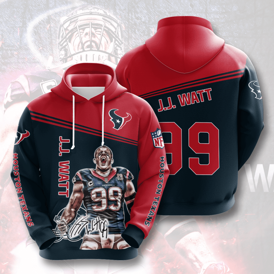 Houston Texans J J Watt 99 3D Hoodie
