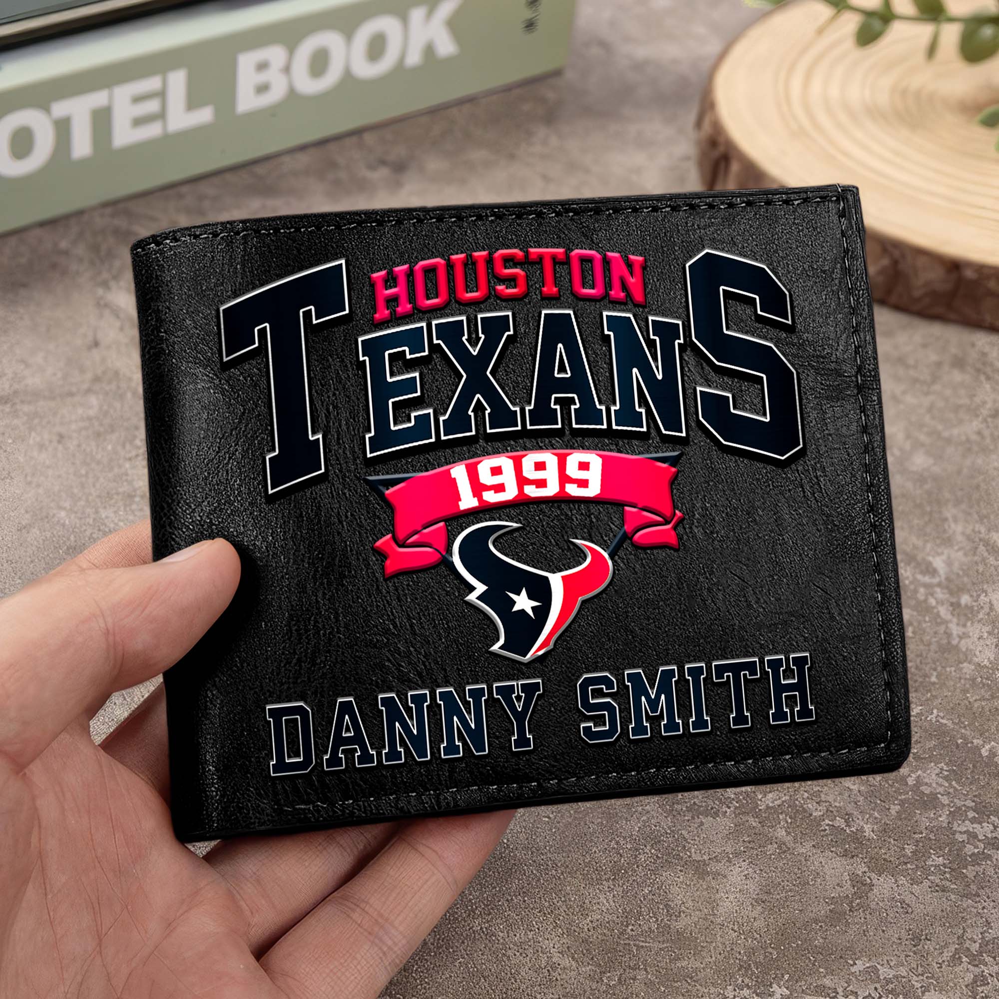 Houston Texans Men Wallet Custom Your Name, Football Team Men Wallet For Fans, Gifts For Football Lovers