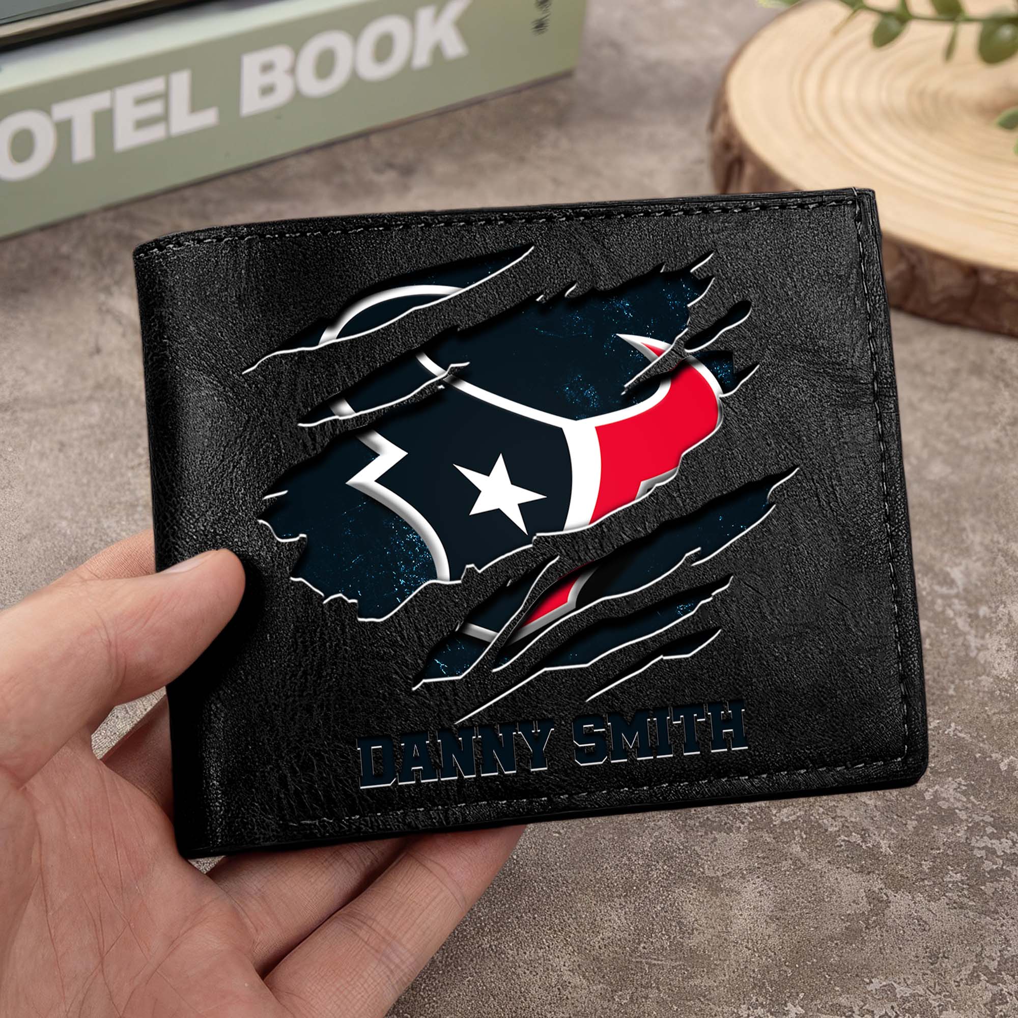 Houston Texans Men Wallet Custom Your Name, Football Team Men Wallet For Fans, Gifts For Football Lovers