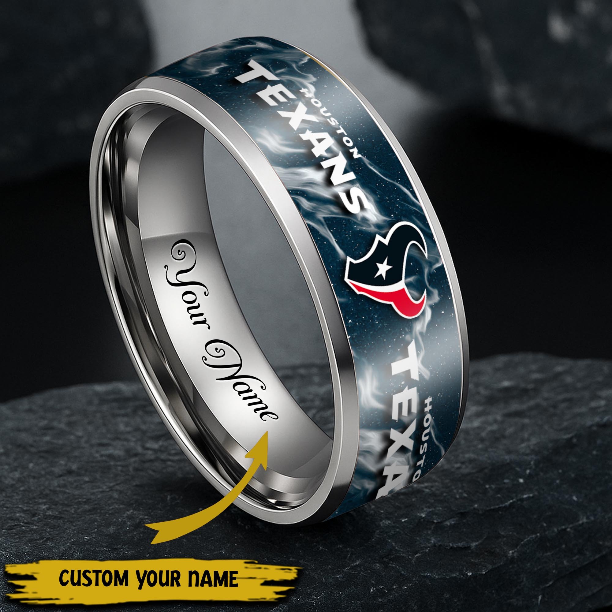 Houston Texans Stainless Steel Rings Comes With Box 2025 Versions, Gifts For Fan