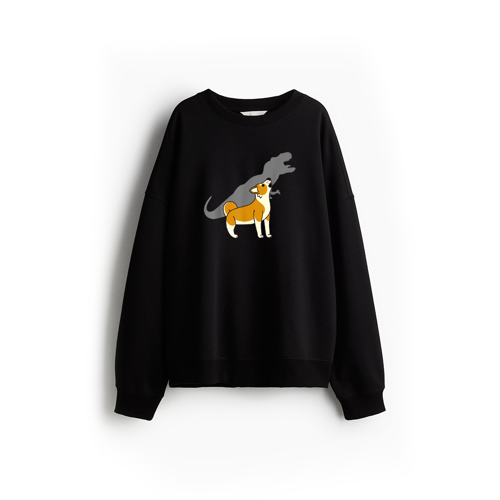 Howling T Rex Dinosaur Shiba Inu Dog Sweatshirt