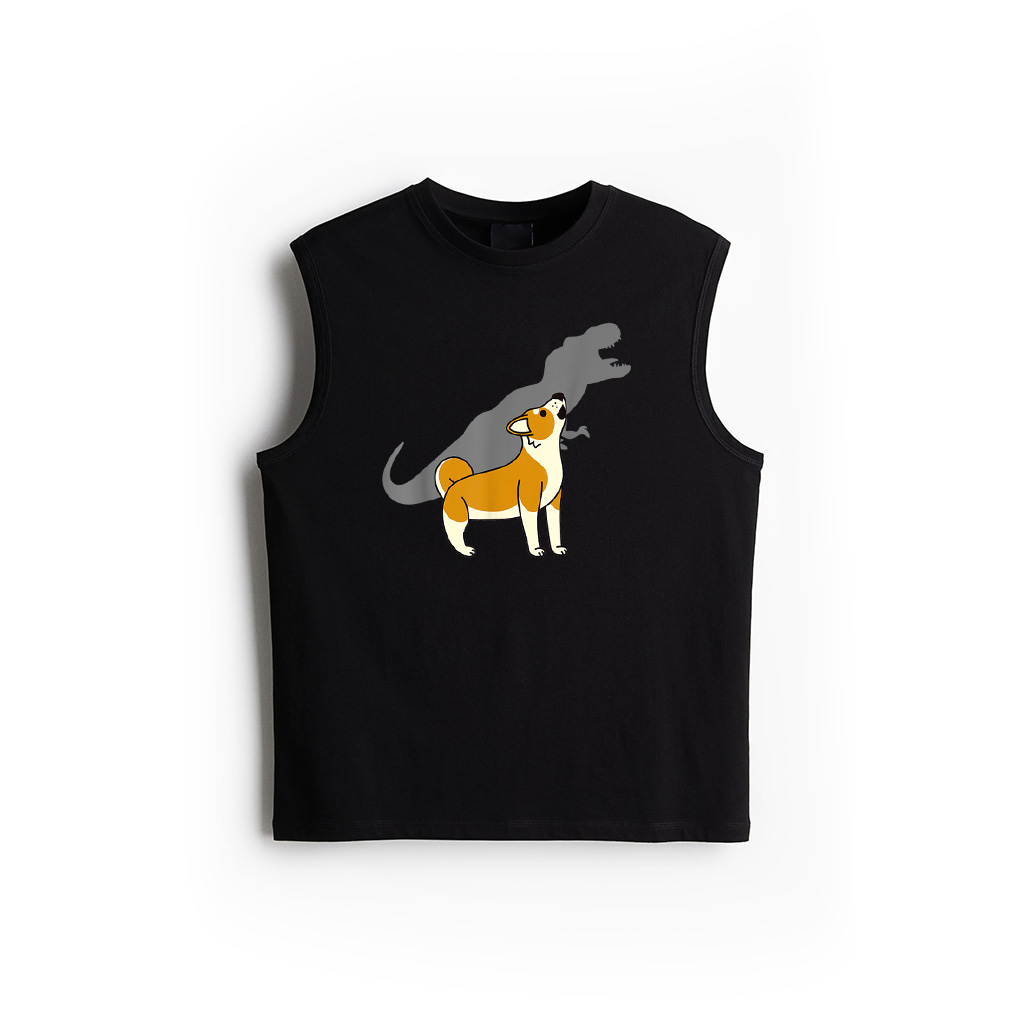 Howling T Rex Dinosaur Shiba Inu Dog Tank Top