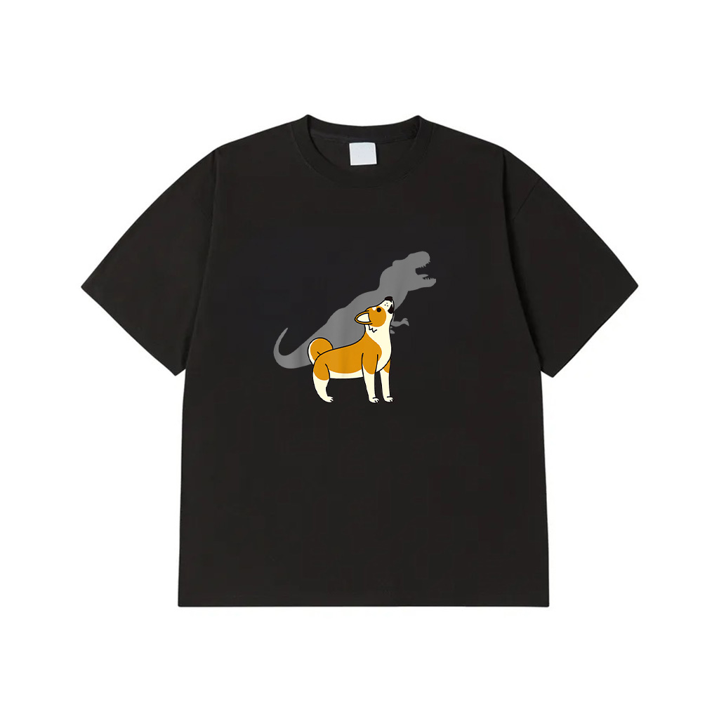Howling T Rex Dinosaur Shiba Inu Dog T-Shirt