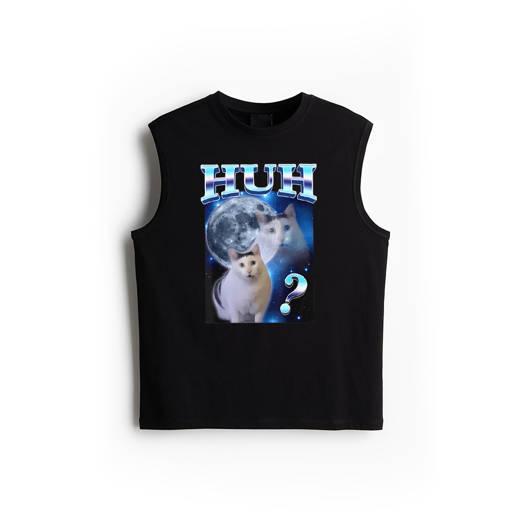 HUH Funny Dank Cat Meme Tee Men Women Kids Tank Top