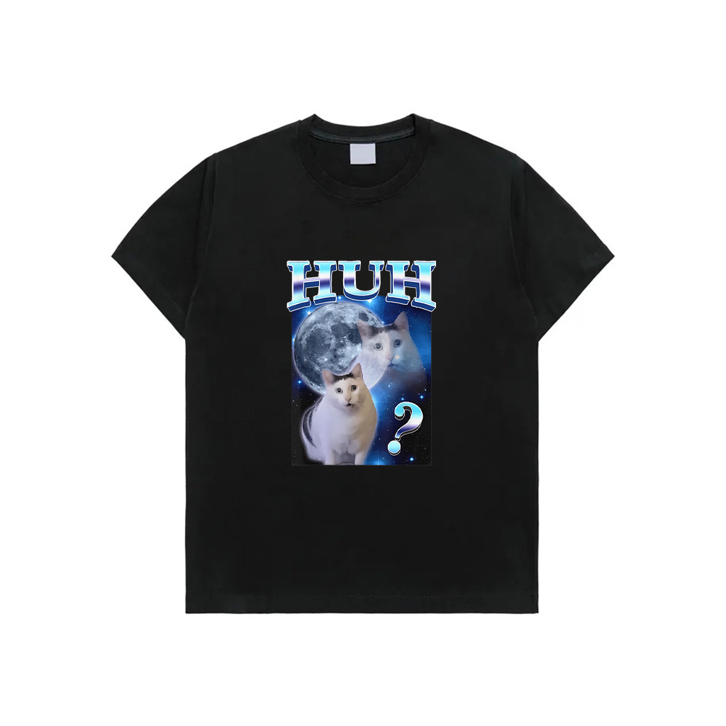 HUH Funny Dank Cat Meme Tee Men Women Kids T-Shirt