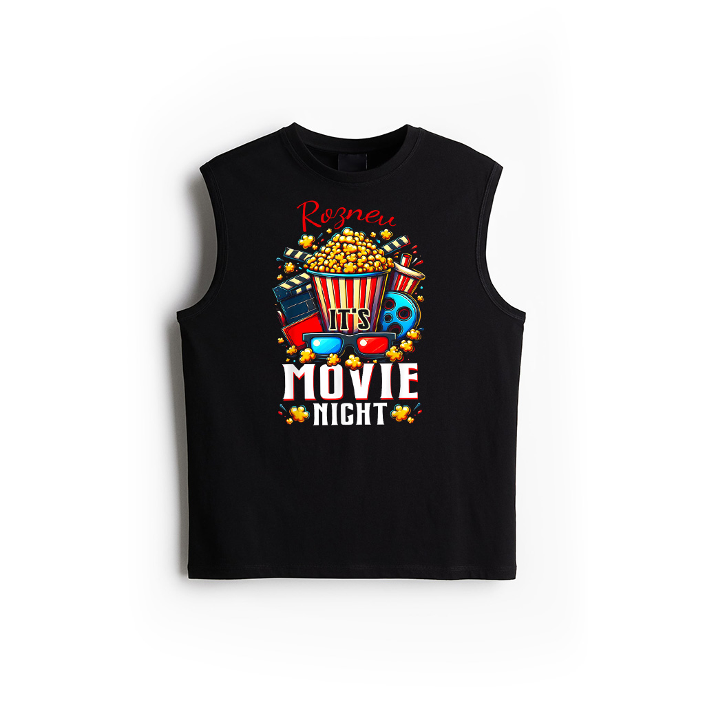Humorous Movie Lover It's Movie Night With Popcorn Cinema Tank Top Summer Collection