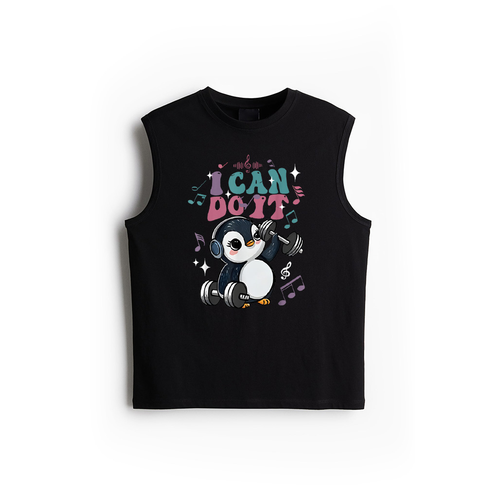 I Can Do It Funny Penguin Deadlift Weight Lifting Workout Tank Top