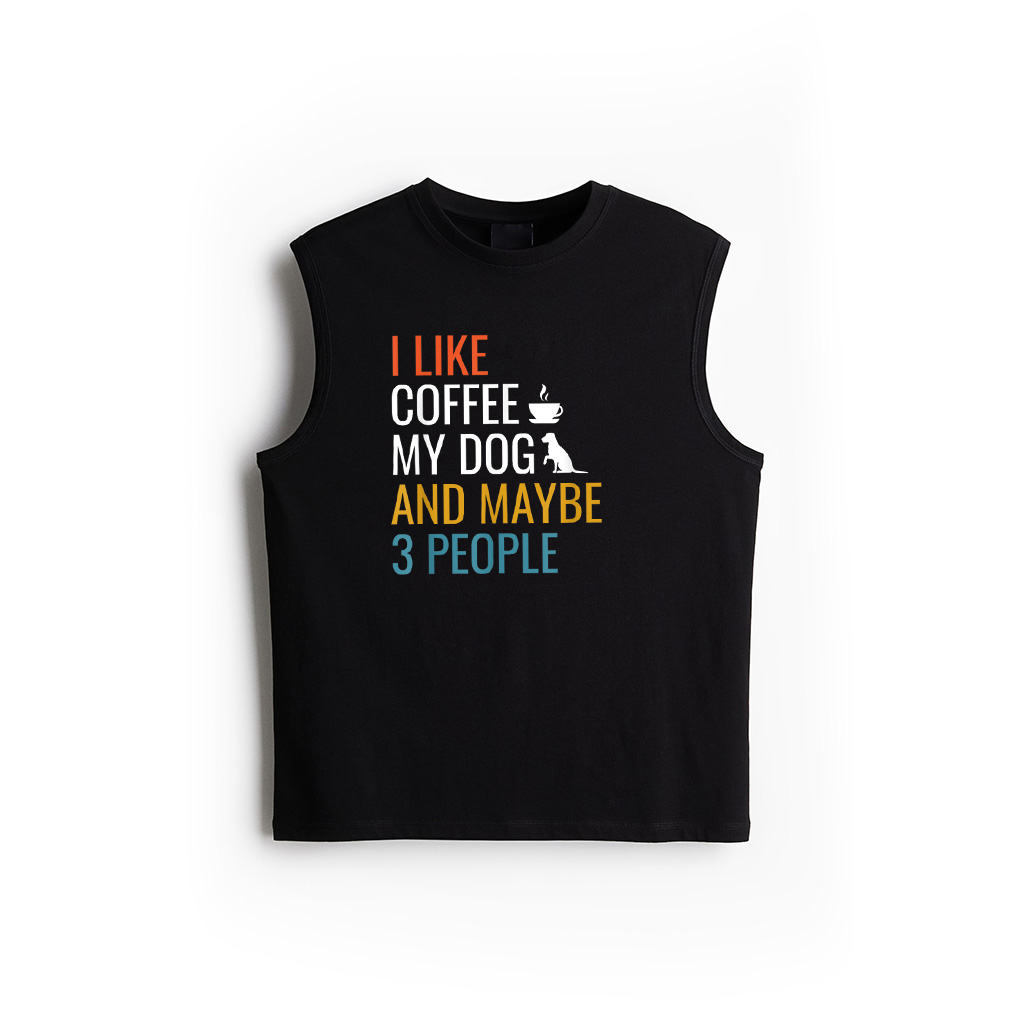 I Like Coffee My Dog Maybe 3 People Vintage Coffee Lover Tank Top