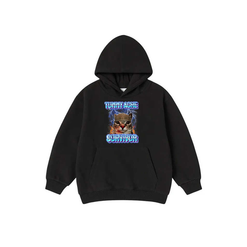 I Survived Today's Tummy Ache Sarcasm Humor Cats Saying Hoodie
