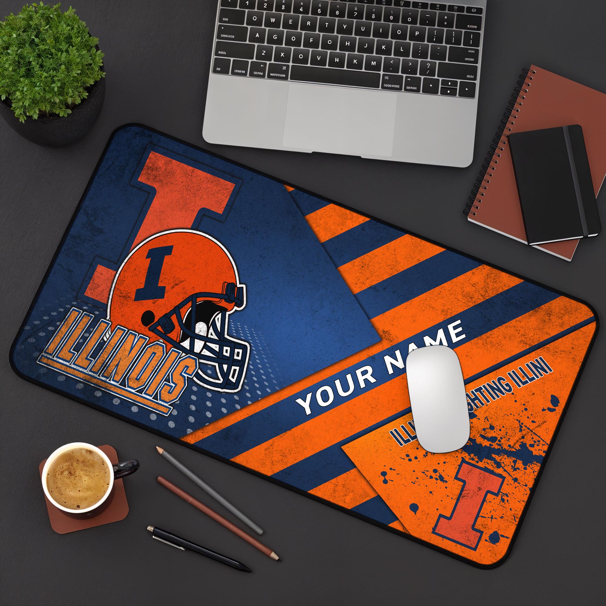 Illinois Fighting Illini 2025 Version Mouse Pad Custom Printed, Sport Team Mouse Pad, Sport Gift For Fans
