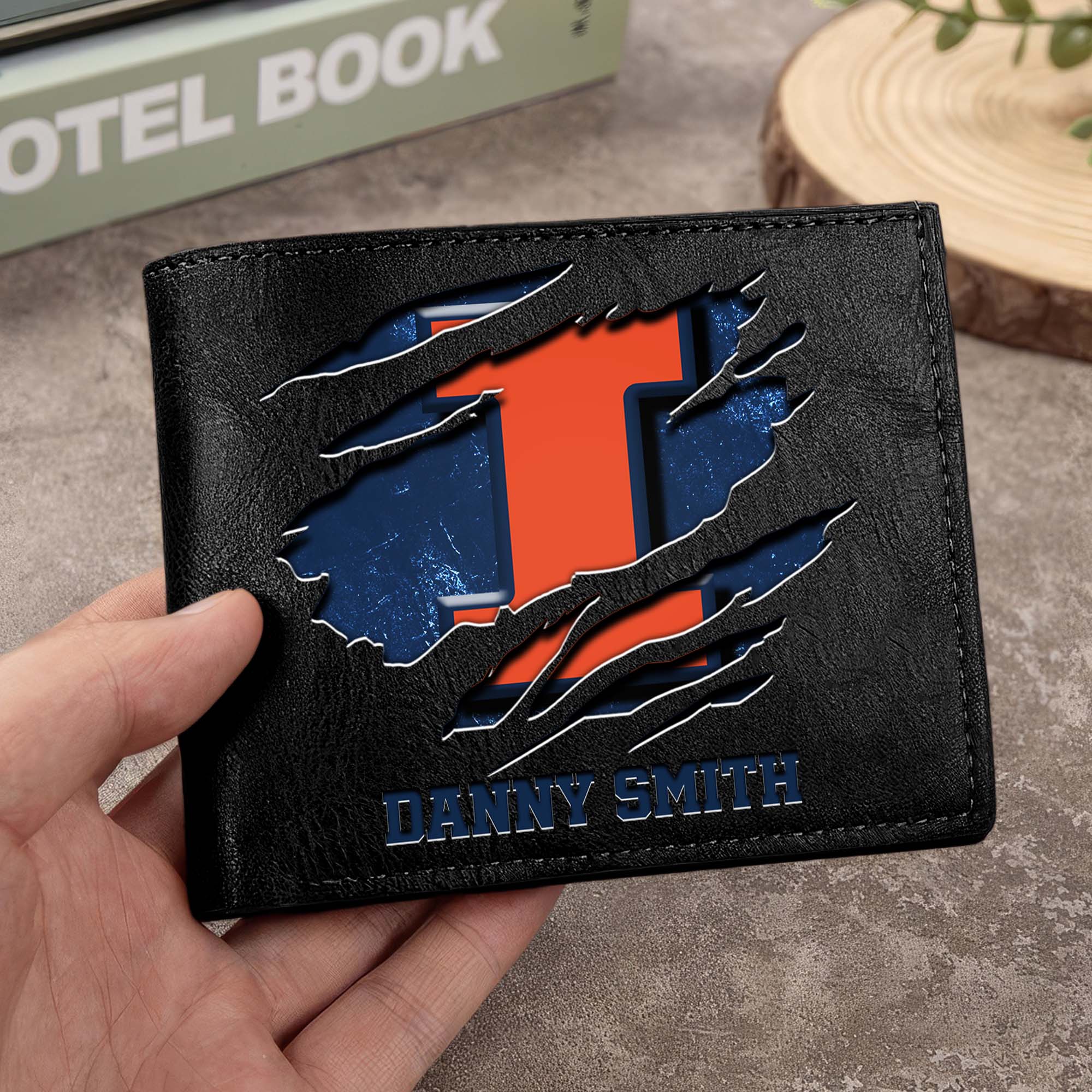 Illinois Fighting Illini Men Wallet Custom Your Name, Football Team Men Wallet For Fans, Gifts For Football Lovers
