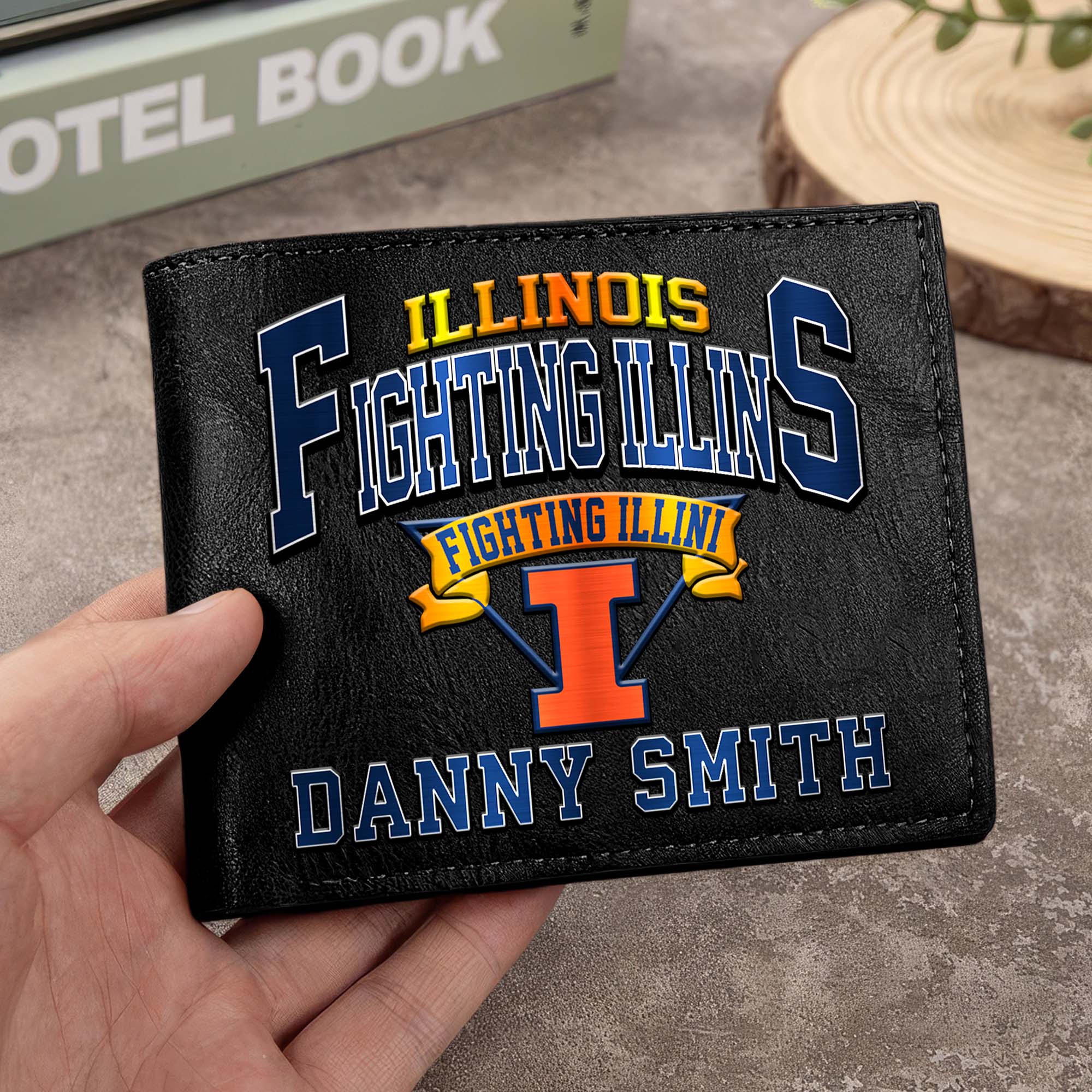 Illinois Fighting Illini Men Wallet Custom Your Name, Football Team Men Wallet For Fans, Gifts For Football Lovers