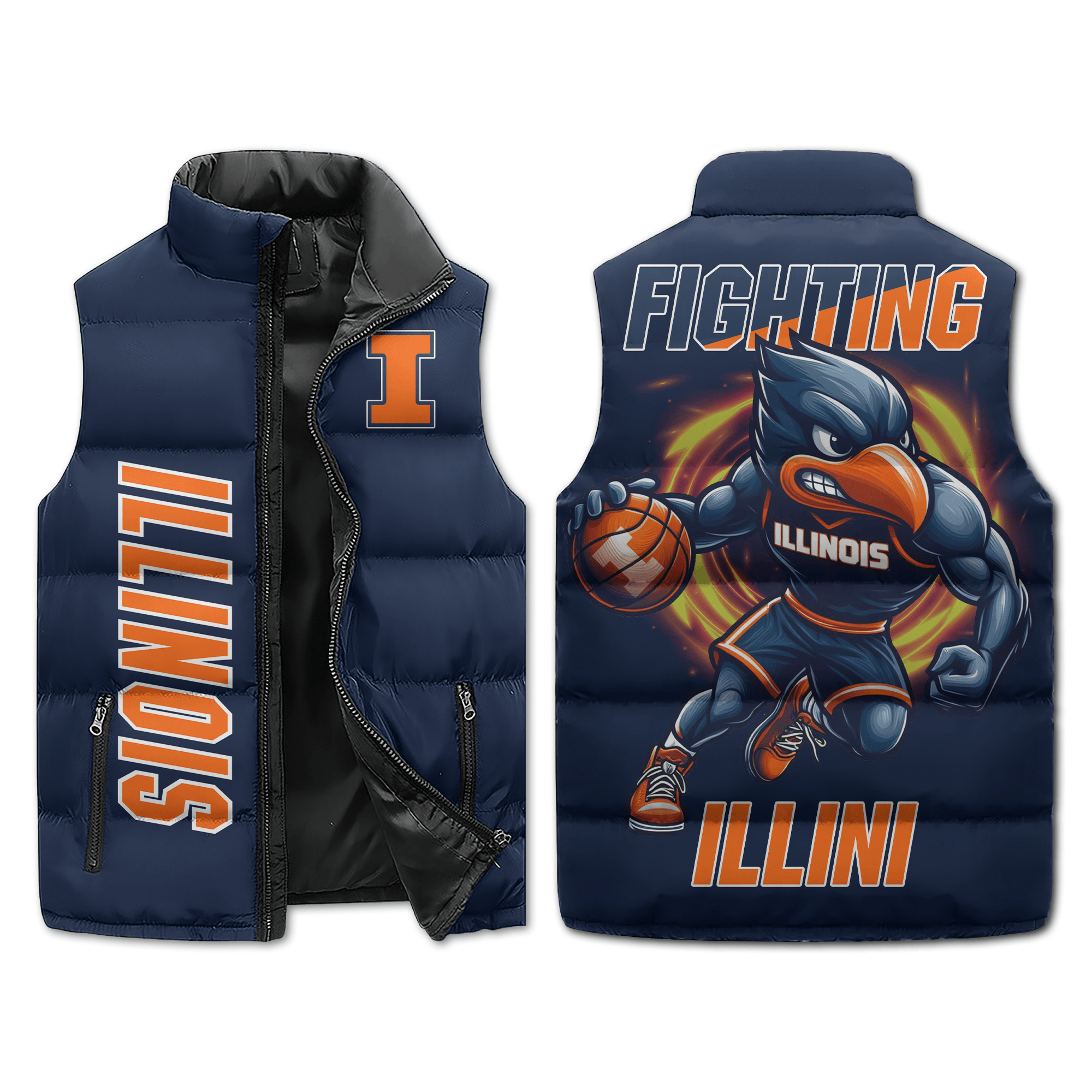 Illinois Fighting Illini NCAA Sleeveless Puffer Jacket