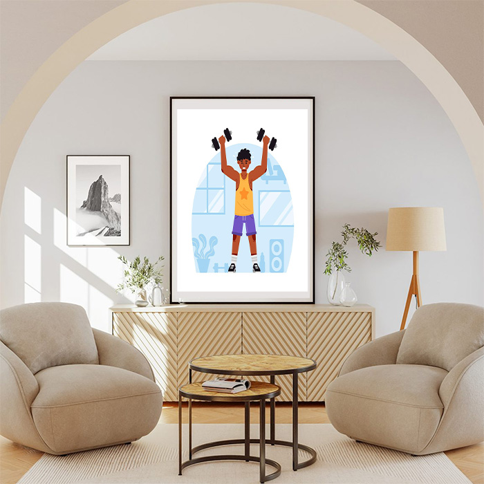 Illustrated Flat Dance Fitness At Home Poster - Greendyhome