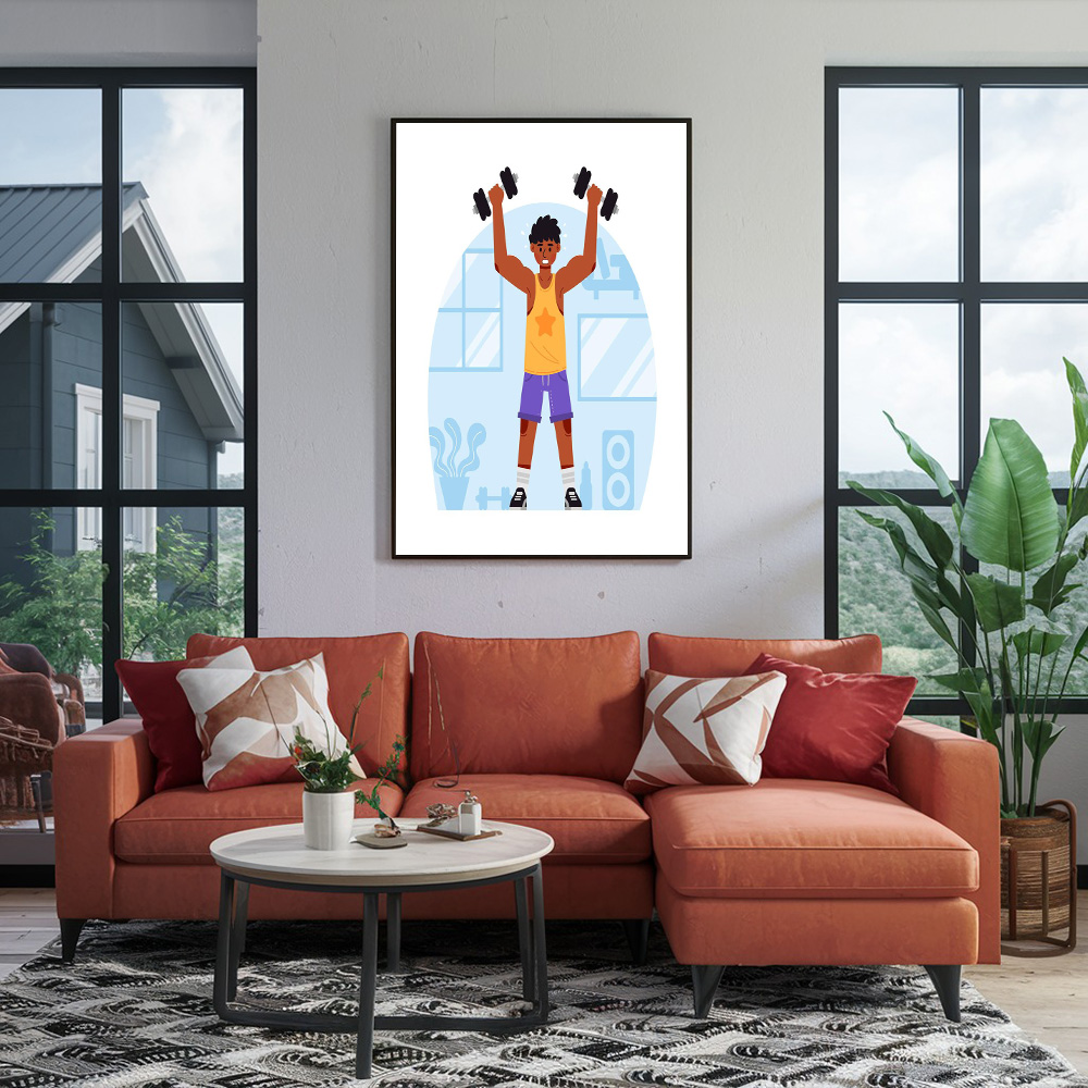 Illustrated Flat Dance Fitness At Home Poster - Greendyhome