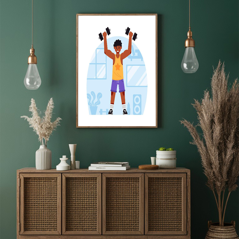 Illustrated Flat Dance Fitness At Home Poster - Greendyhome