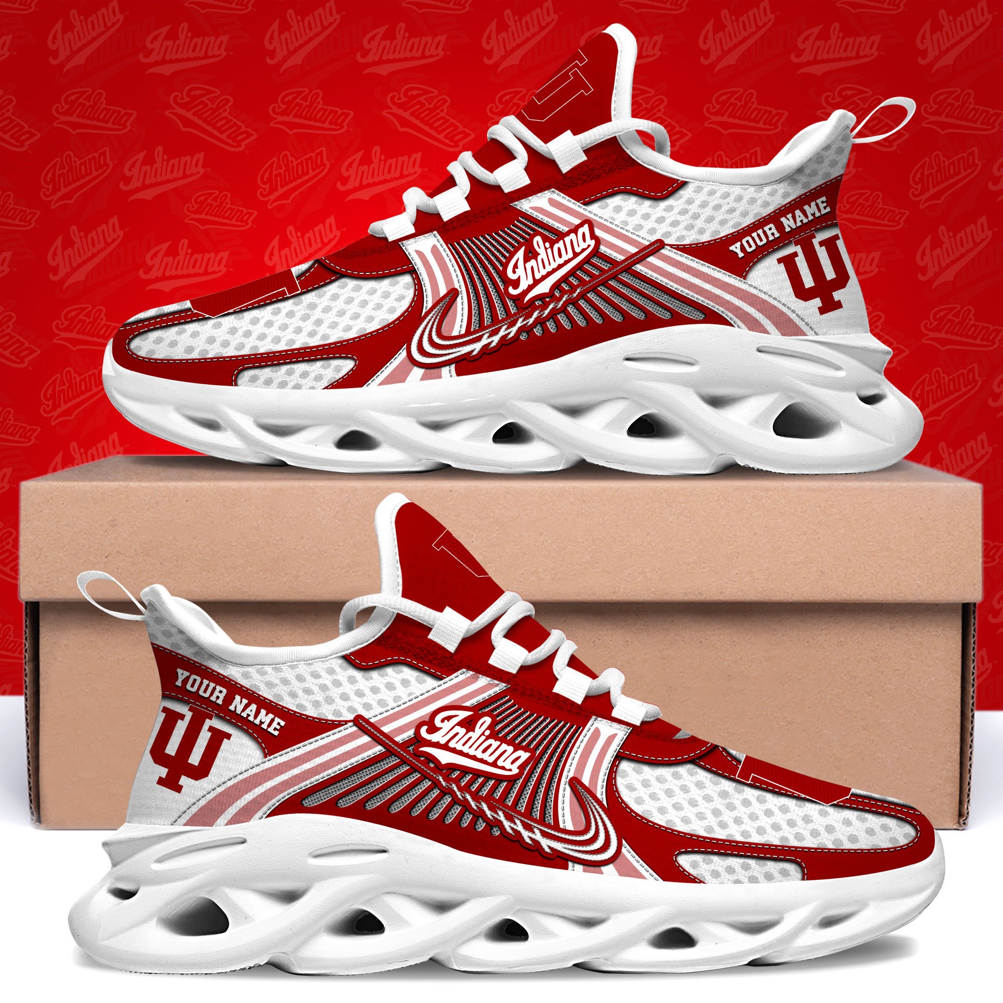 Indiana Hoosiers Clunky Sneakers Custom Your Name, Sport Sneakers, Sport Gifts For Fan, Gifts For Him