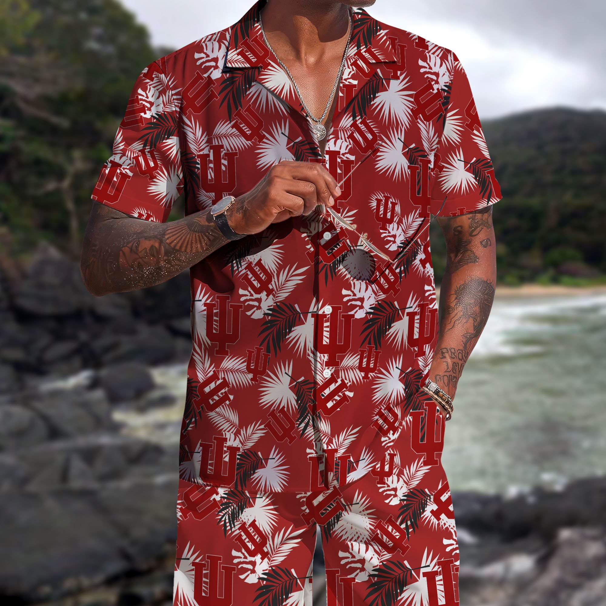Indiana Hoosiers Hawaiian Shorts Set 2025 Version, Hawaiian Shirts, Sports Shorts, Gifts For Fan