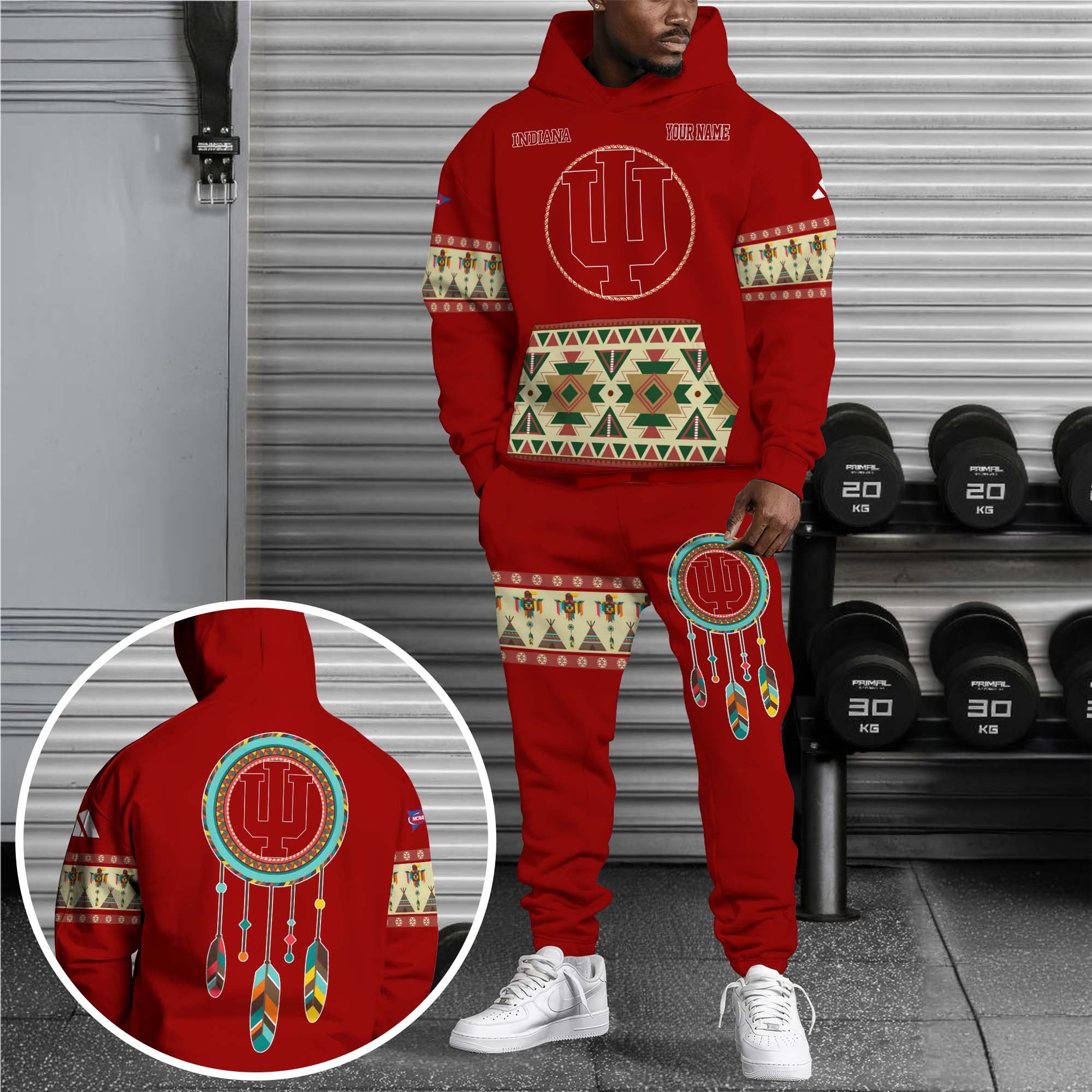 Indiana Hoosiers Hoodie Sweatpants Set Custom Your Name, Sport Hoodie Sweatpants Set, Sport Gifts For Fan