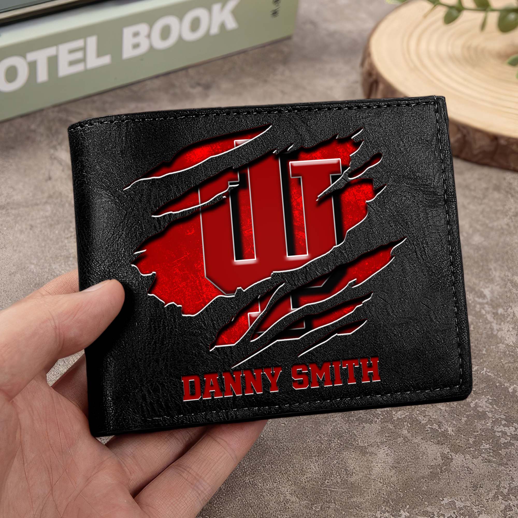Indiana Hoosiers Men Wallet Custom Your Name, Football Team Men Wallet For Fans, Gifts For Football Lovers
