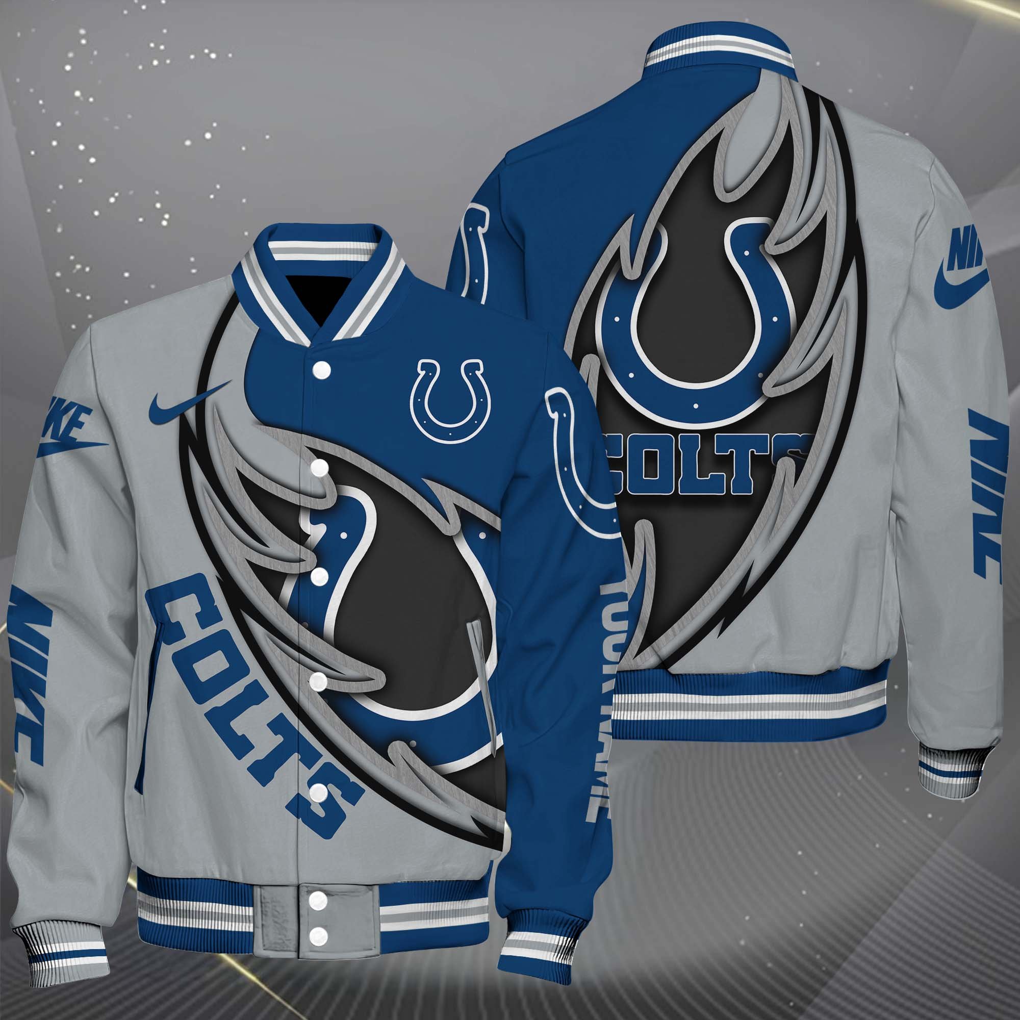 Indianapolis Colts Baseball Jacket, Sport Jacket Custom You Name, Football Fan Gifts 