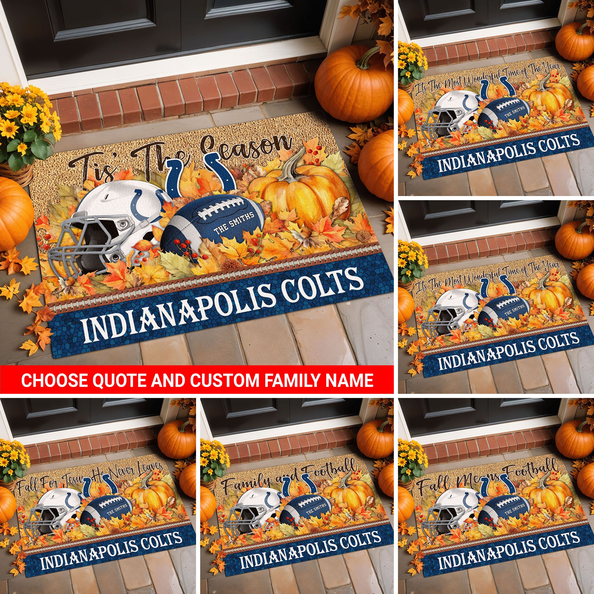 Indianapolis Colts Doormat Custom Your Family Name And Choose Your Quotes, Sport Doormat, Sport Gifts For Fan